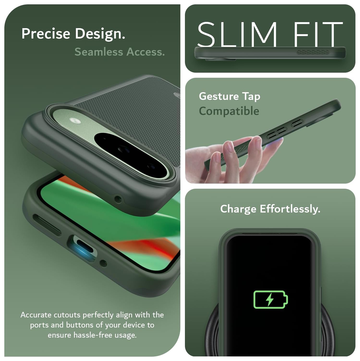 Étui MergeGrip de TUDIA pour Pixel 9 de Google et étui 9 Pro compatible avec MagSafe - Vert pin