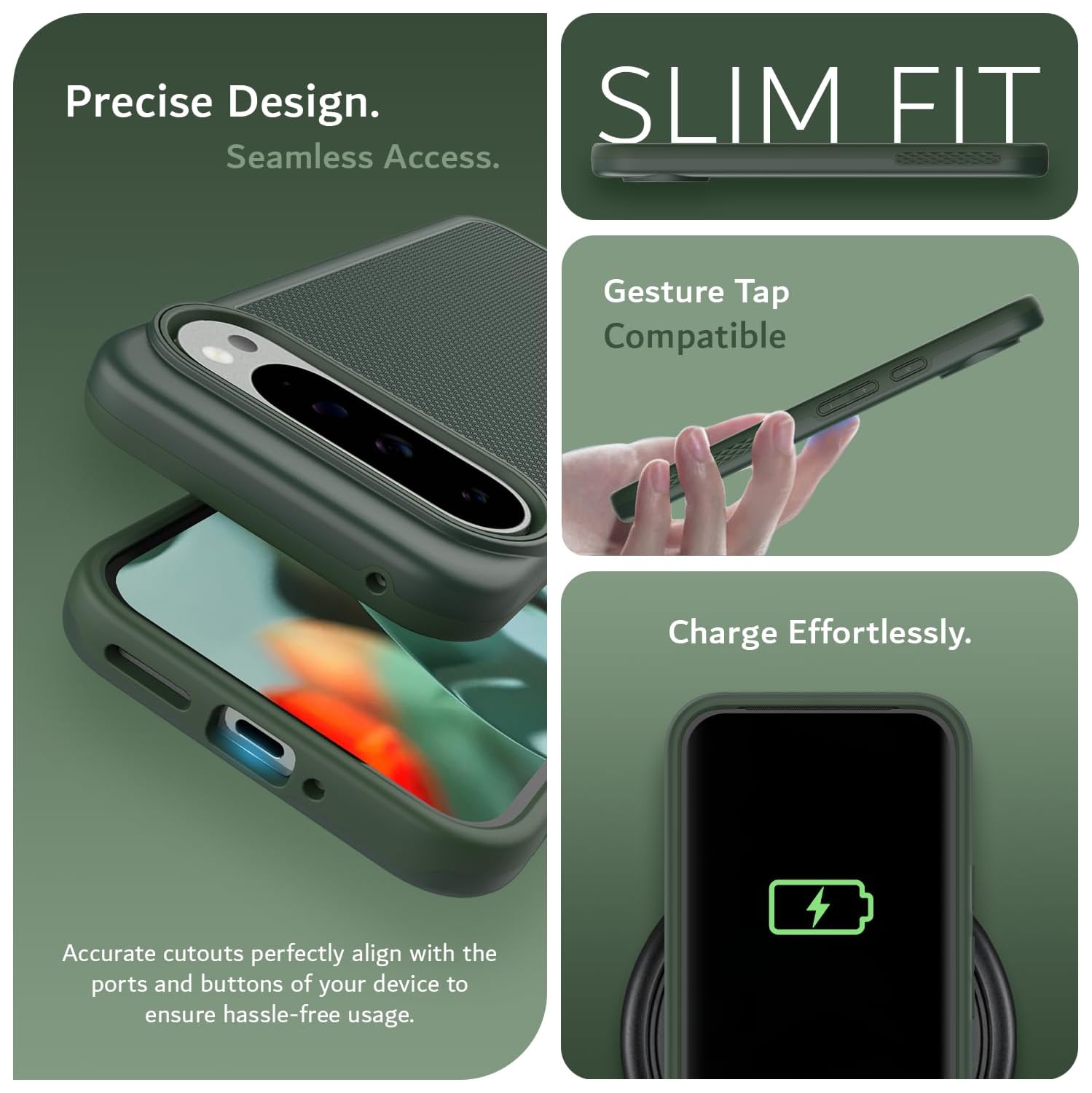 Étui MergeGrip de TUDIA pour Pixel 9 Pro XL de Google compatible avec MagSafe 2024 - Vert pin