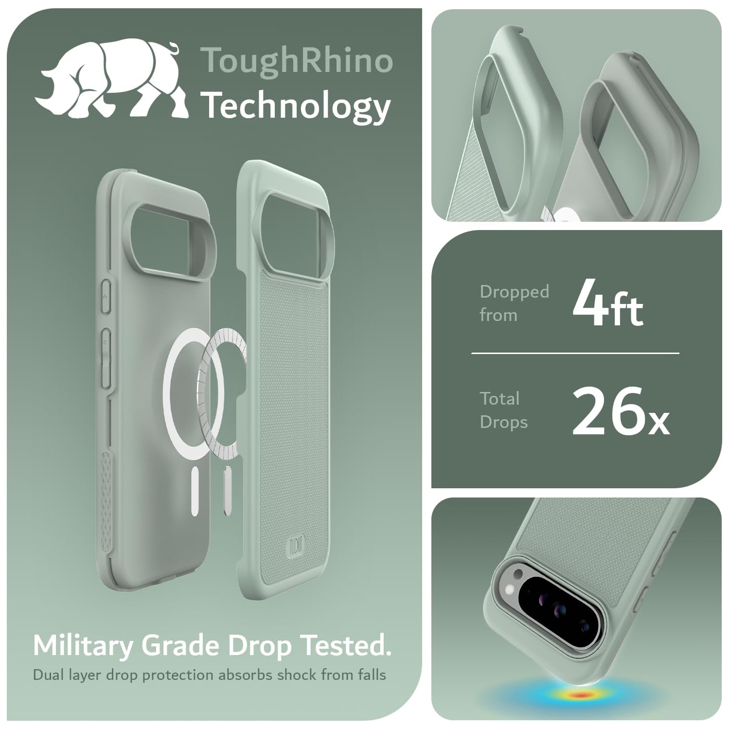 Étui MergeGrip de TUDIA pour Pixel 9 Pro XL de Google compatible avec MagSafe 2024 - Lys verts