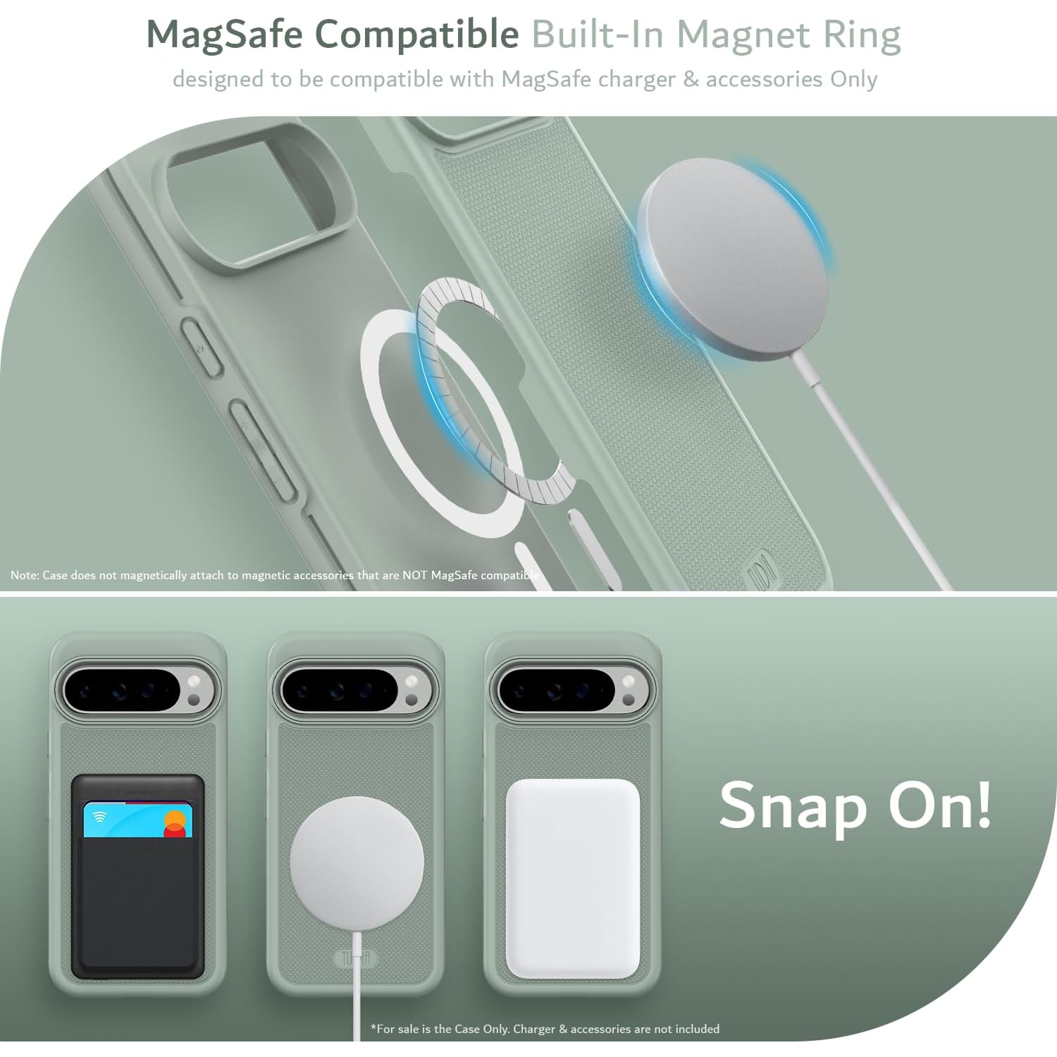 Étui MergeGrip de TUDIA pour Pixel 9 Pro XL de Google compatible avec MagSafe 2024 - Lys verts