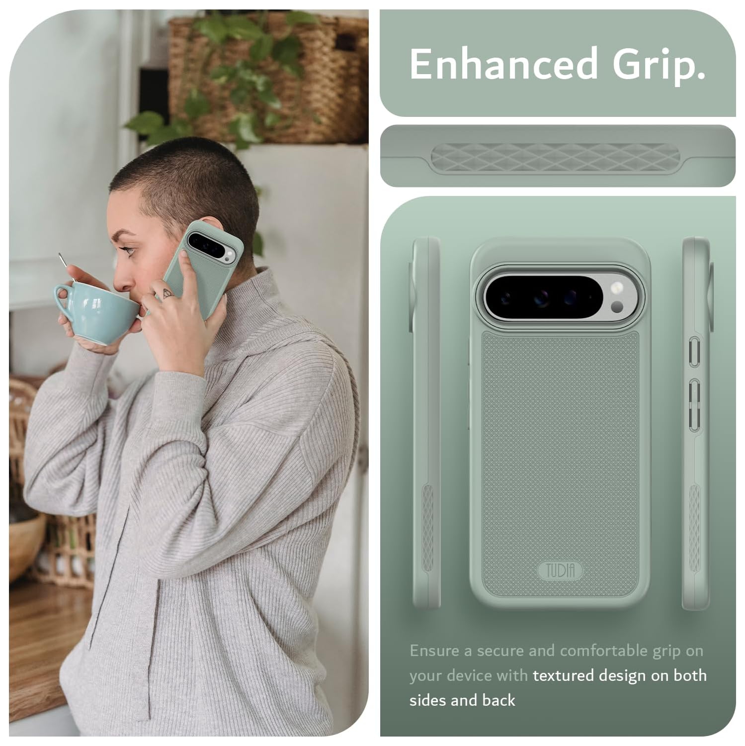 Étui MergeGrip de TUDIA pour Pixel 9 Pro XL de Google compatible avec MagSafe 2024 - Lys verts