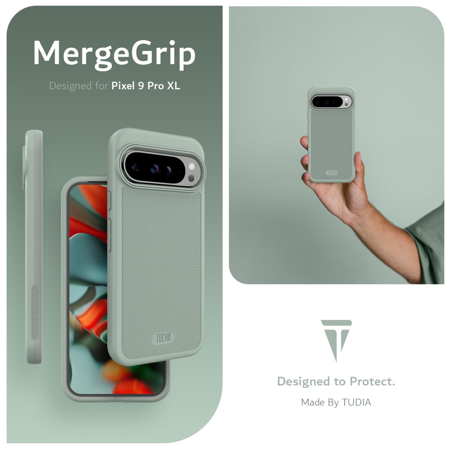 Étui MergeGrip de TUDIA pour Pixel 9 Pro XL de Google compatible avec MagSafe 2024 - Lys verts