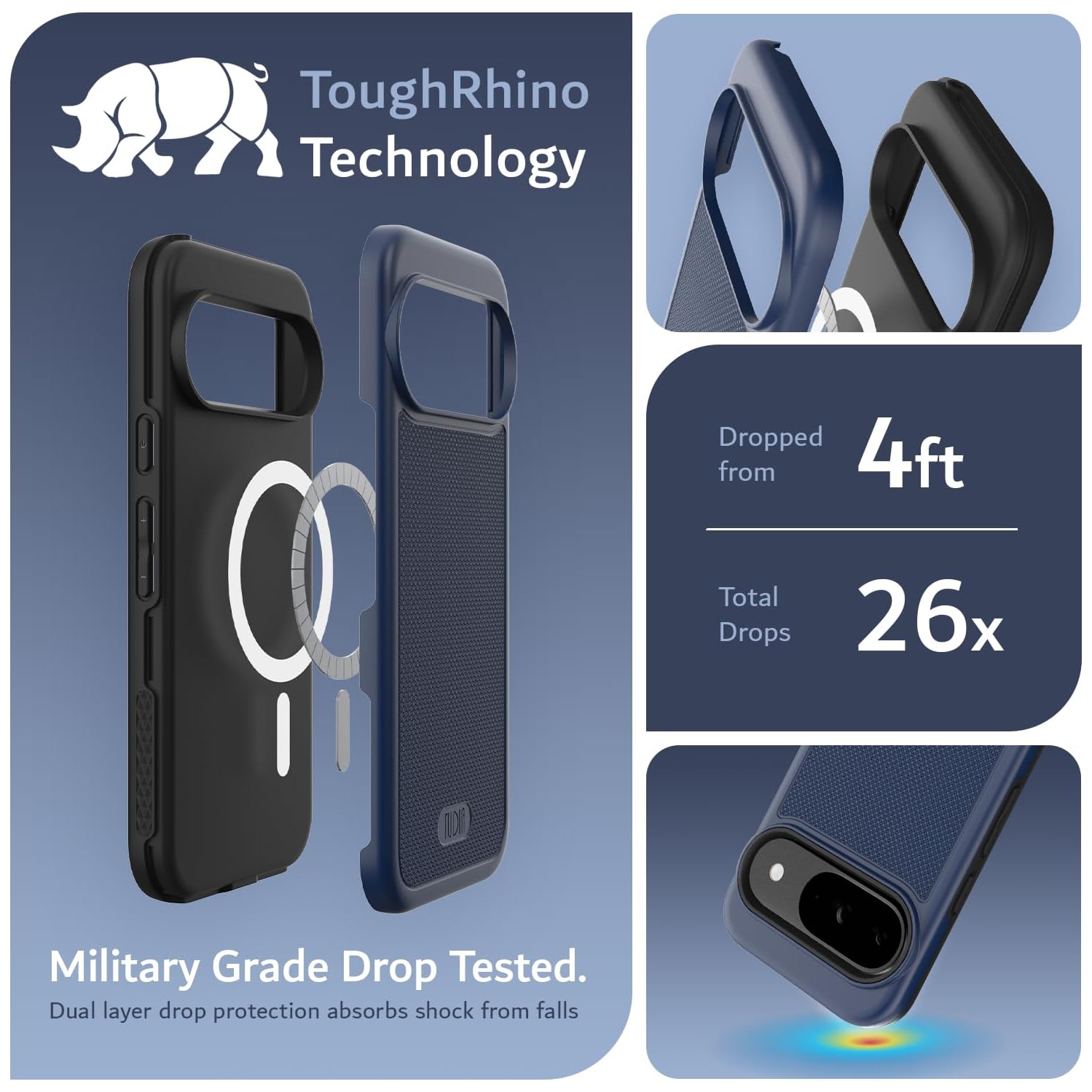 Étui MergeGrip de TUDIA pour Pixel 9 de Google et étui 9 Pro compatible avec MagSafe - Indigo