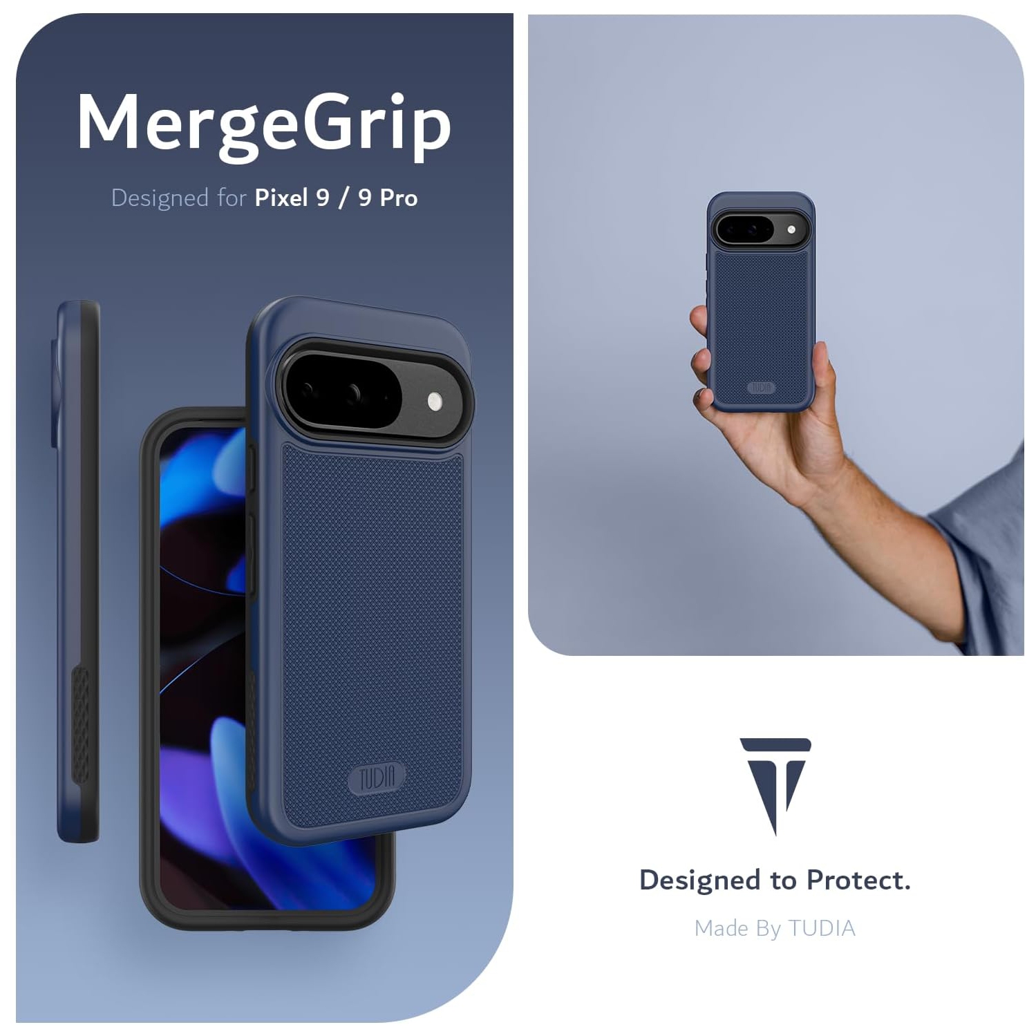 Étui MergeGrip de TUDIA pour Pixel 9 de Google et étui 9 Pro compatible avec MagSafe - Indigo
