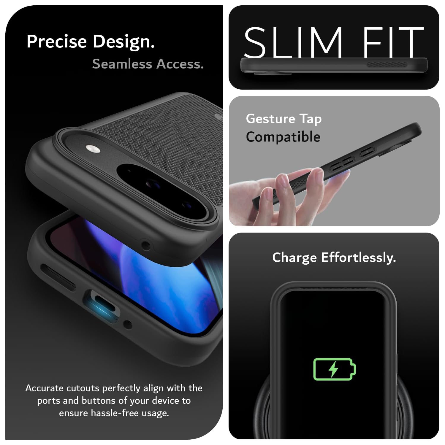 TUDIA MergeGrip for Google Pixel 9 Case and Pixel 9 Pro Case Magsafe Compatible - Matte Black