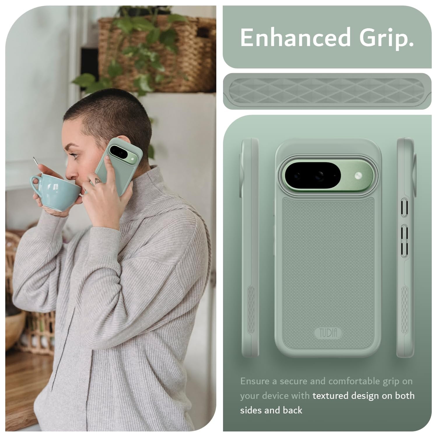 Étui MergeGrip de TUDIA pour Pixel 9 de Google et étui 9 Pro compatible avec MagSafe - Lys verts