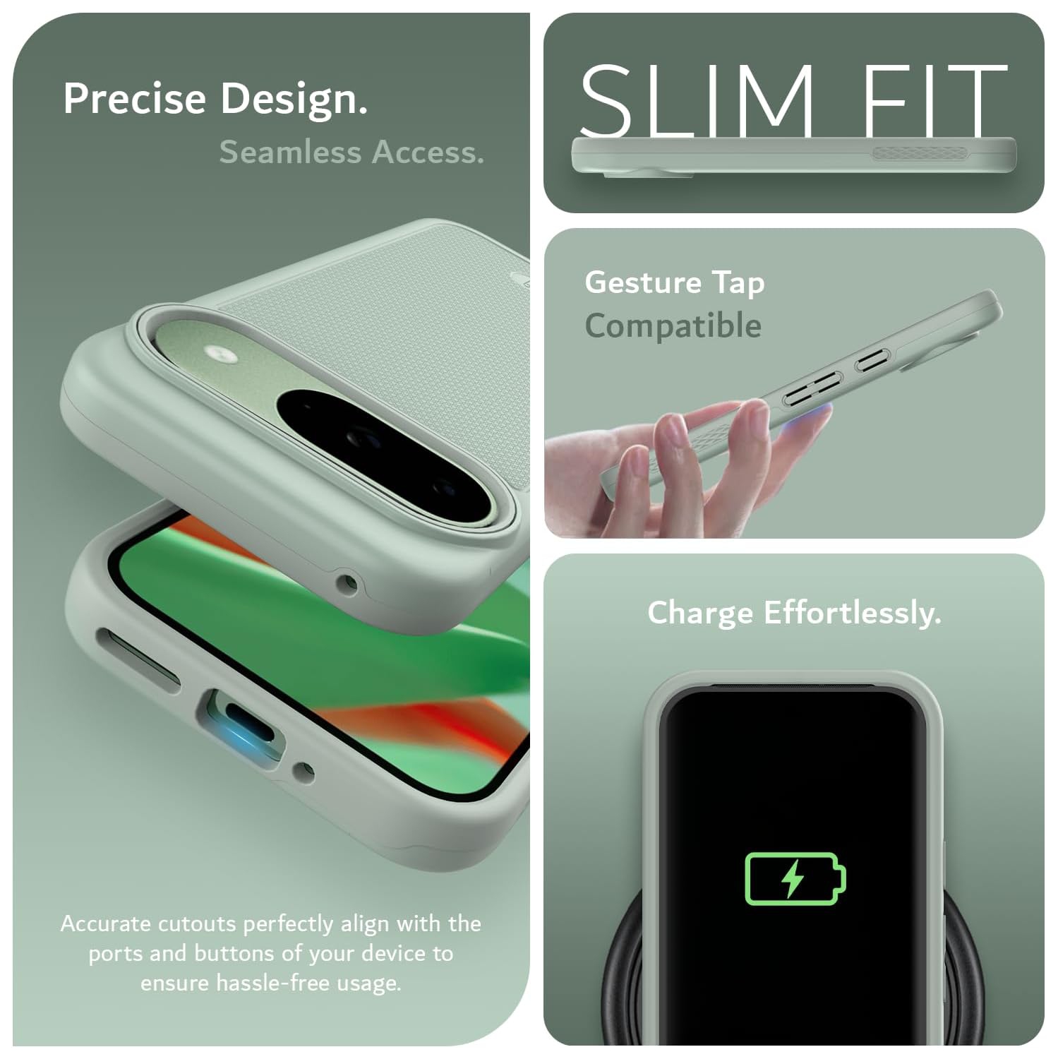 Étui MergeGrip de TUDIA pour Pixel 9 de Google et étui 9 Pro compatible avec MagSafe - Lys verts