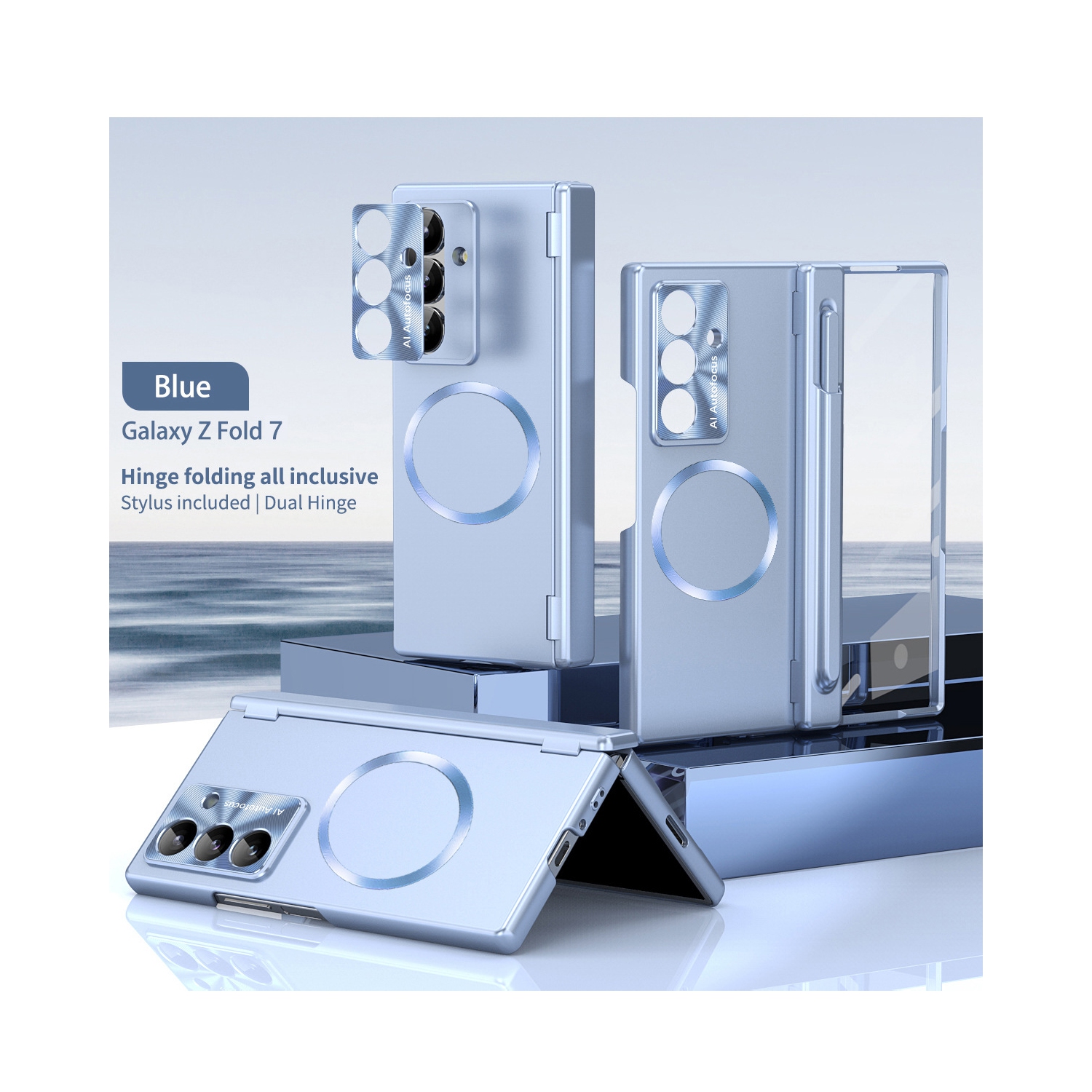 Étui pour téléphone Zfold7 de Samsung avec charnière de chargement magnétique, couvercle pliable, fente pour stylo et couverture complète pour les