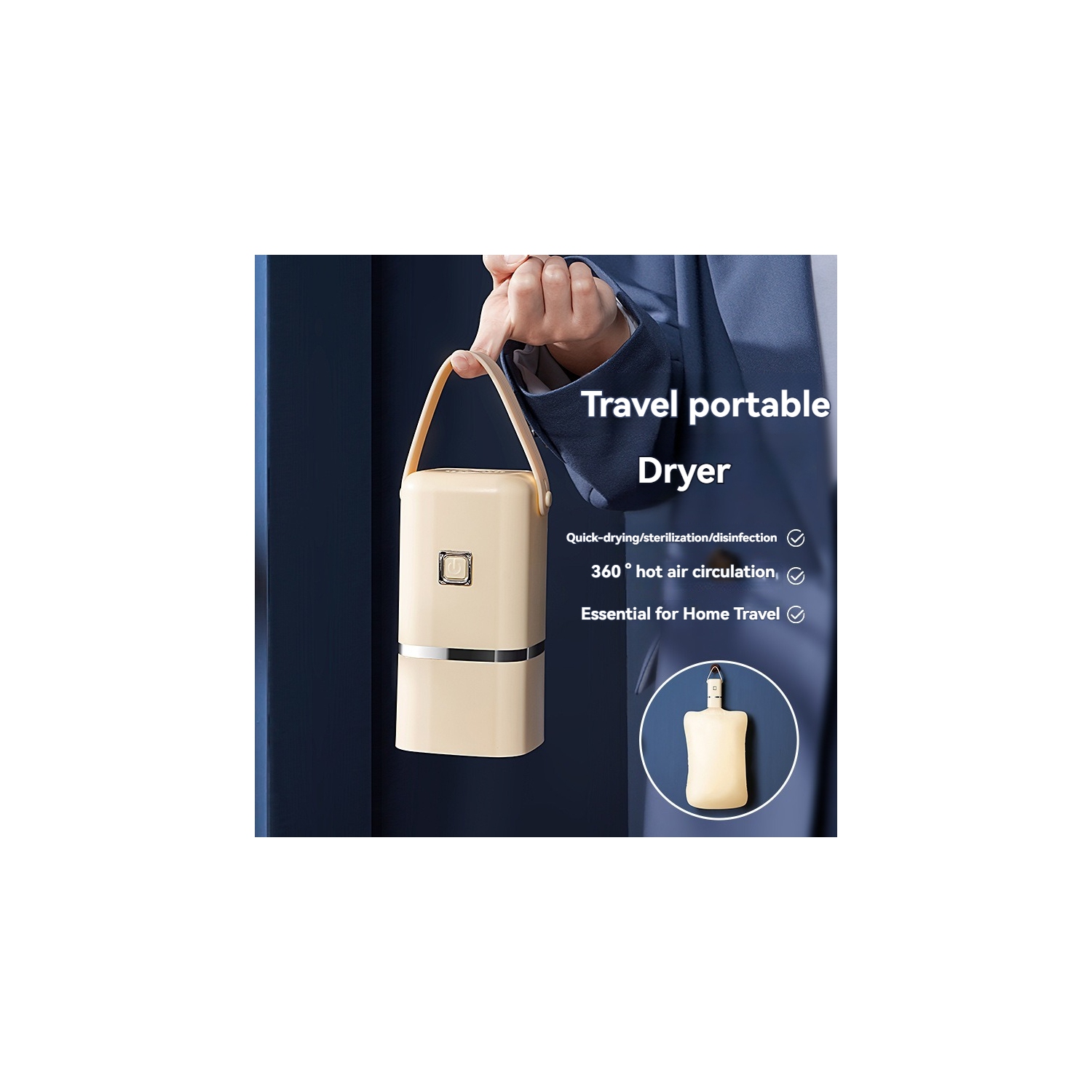 Portable Dryer | Folding Home and Travel Dryer | UV Sterilization + 70°C Pasteurization | 30-Minute Quick Dry | Suitable for Baby Clothes, Dorms, and