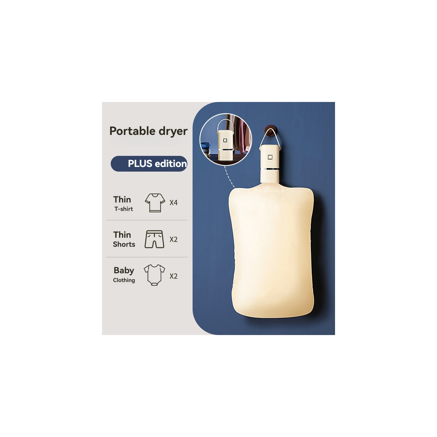 Portable Dryer | Folding Home and Travel Dryer | UV Sterilization + 70°C Pasteurization | 30-Minute Quick Dry | Suitable for Baby Clothes, Dorms, and