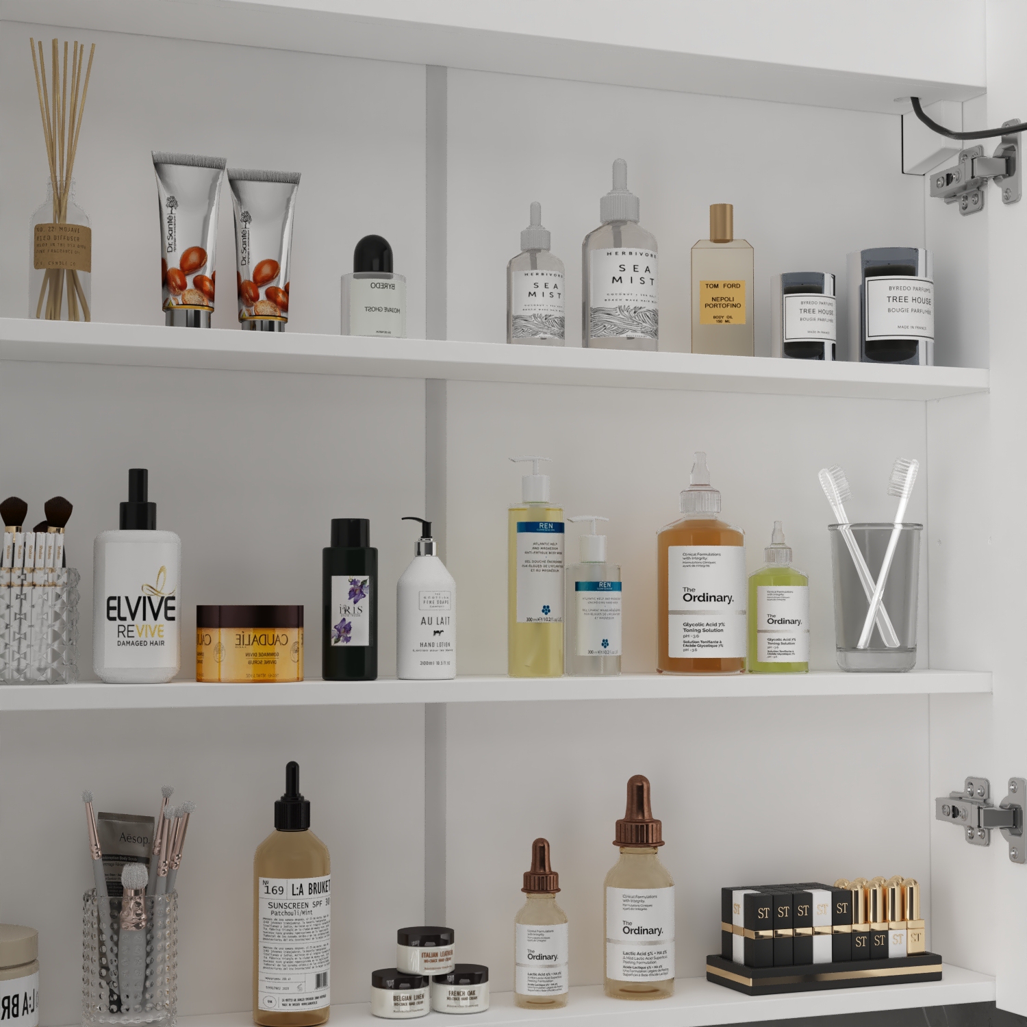 Famapy 47.2" Smart LED Bathroom Mirror Cabinet with 3 Doors, Wall-Mounted Medicine Cabinet with Storage Shelves,,White