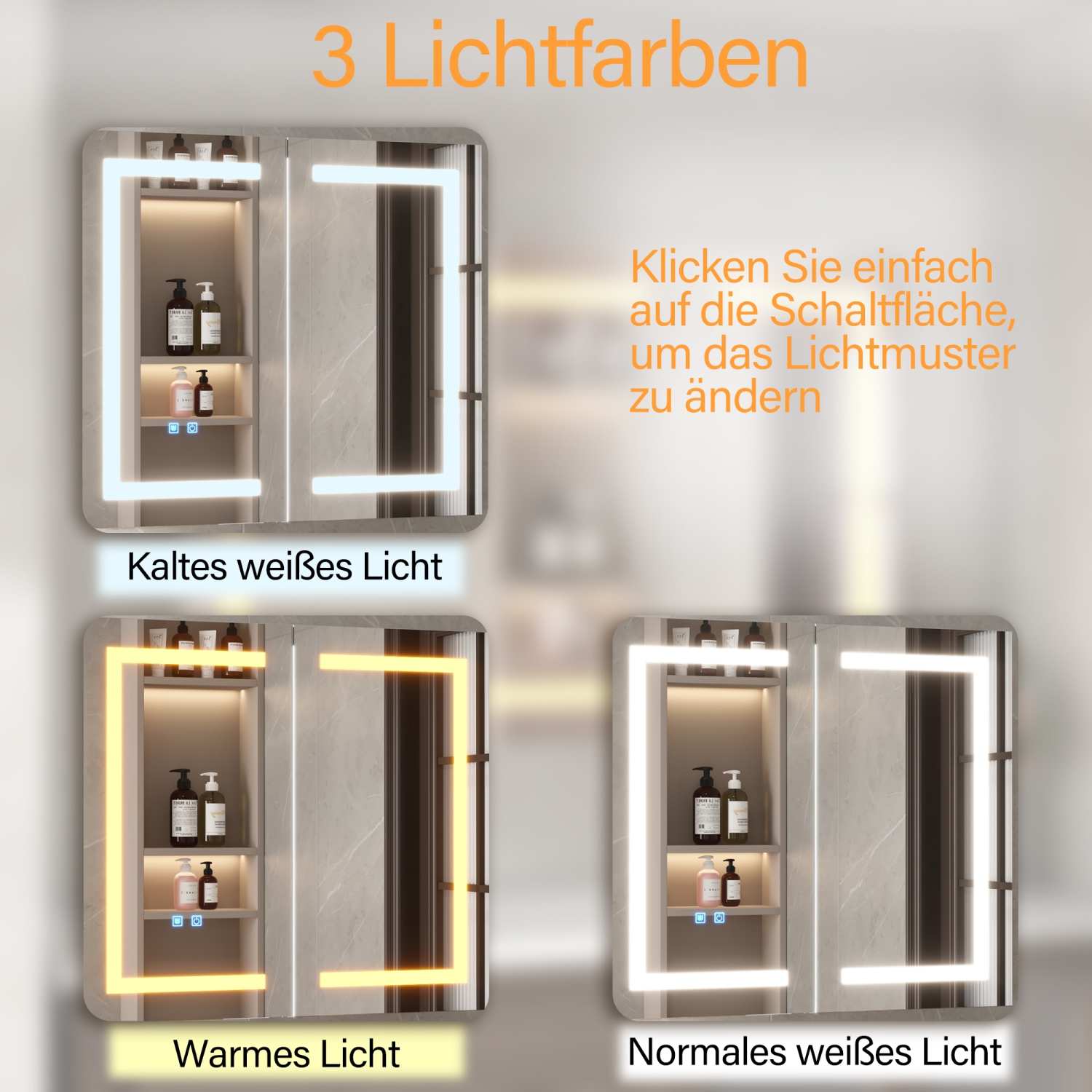 Famapy – Armoire miroir de salle de bain intelligente LED 35,4&nbsp;po, 2 portes, armoire à pharmacie murale avec tablettes de rangement, blanc