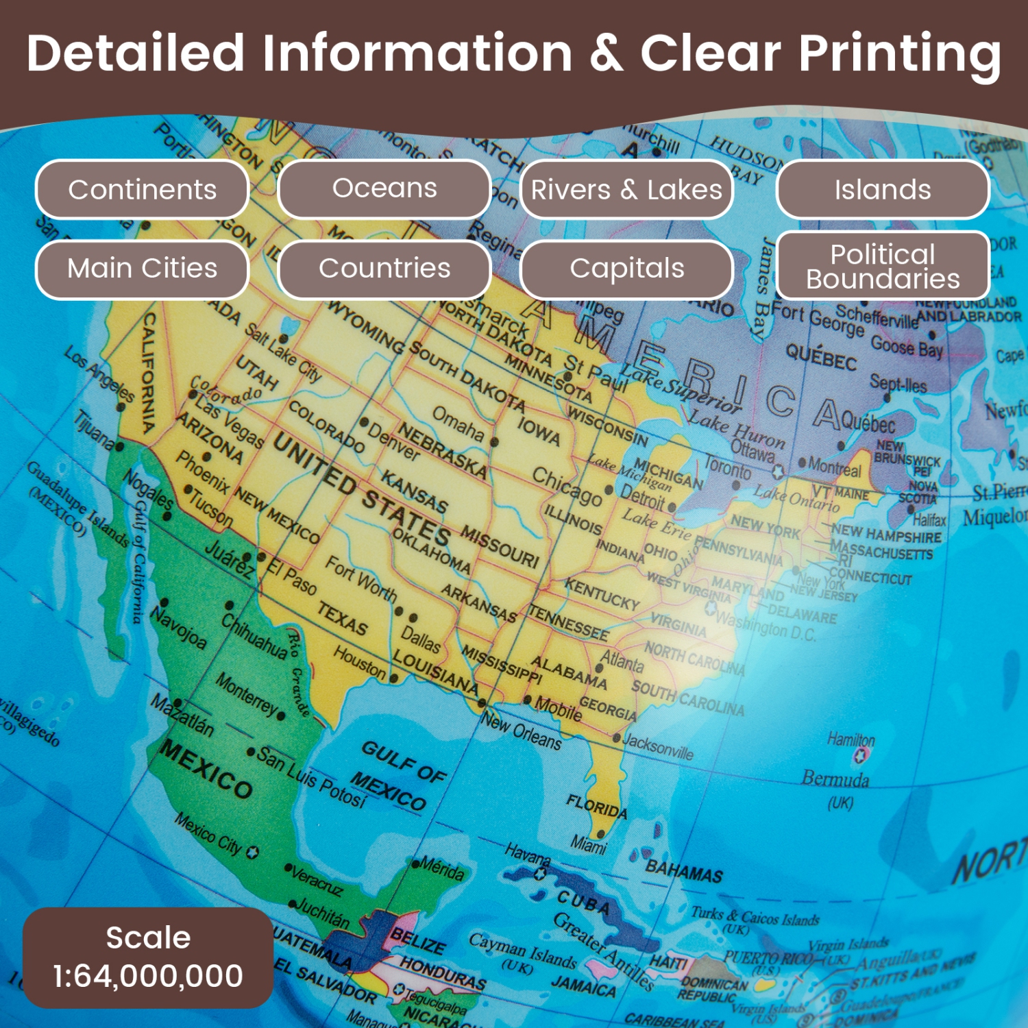 Gymax 8 Inch Illuminated World Globe Night Light up Globe Lamp Wooden Stand & HD Map