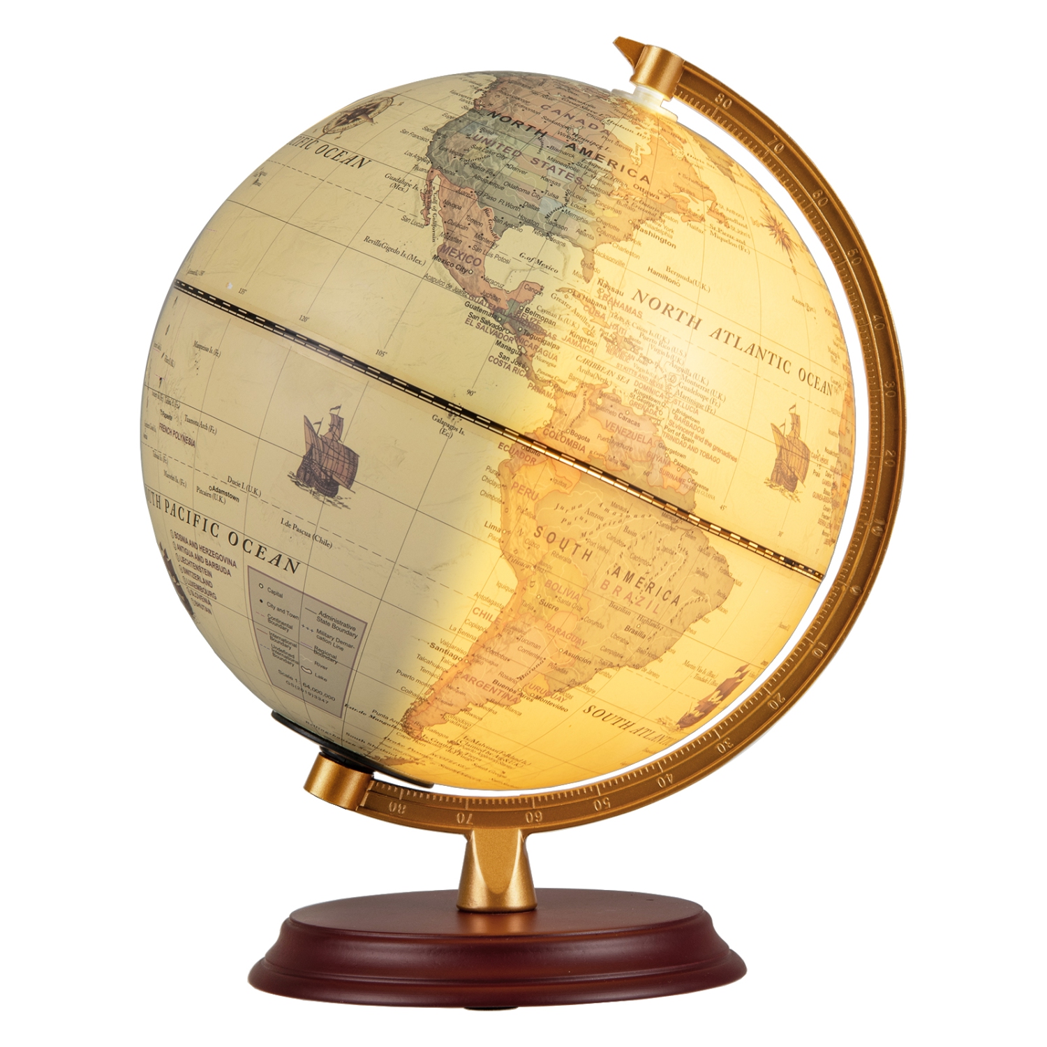 Gymax 8 Inch Illuminated World Globe Night Light up Globe Lamp Wooden Stand & HD Map