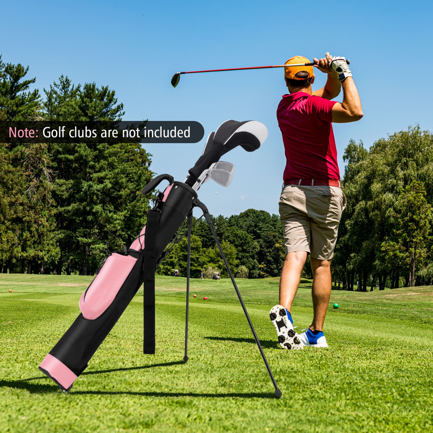 Gymax Lightweight Golf Stand Bag Par 3 & Executive Courses Carry Bag Shoulder Strap