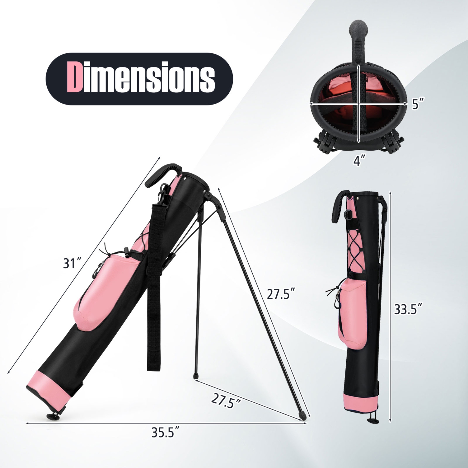 Gymax Lightweight Golf Stand Bag Par 3 & Executive Courses Carry Bag Shoulder Strap