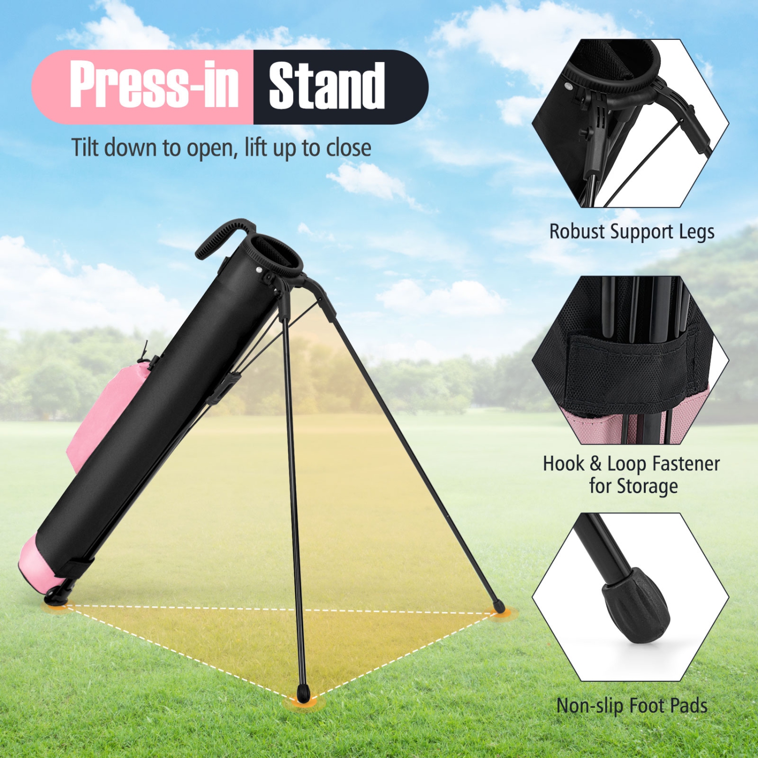 Gymax Lightweight Golf Stand Bag Par 3 & Executive Courses Carry Bag Shoulder Strap