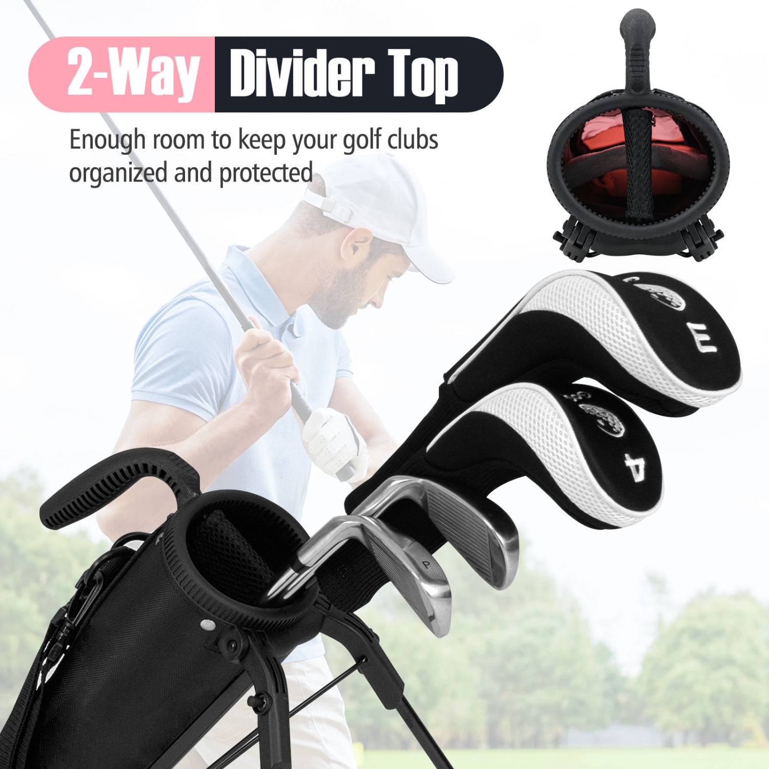 Gymax Lightweight Golf Stand Bag Par 3 & Executive Courses Carry Bag Shoulder Strap