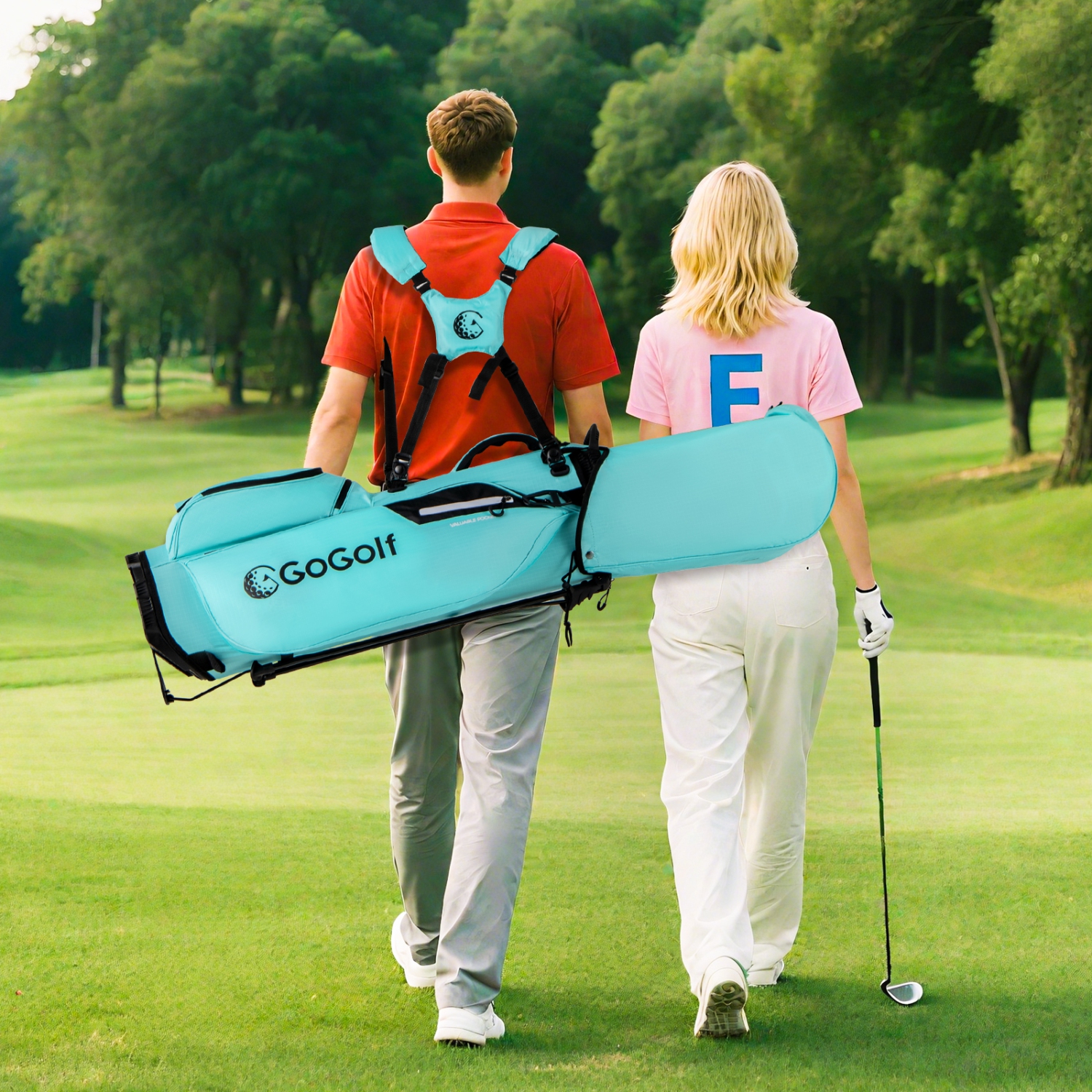 Gymax 8-Way Golf Stand Bag w/ 5 Pockets Lightweight Portable Golf Club Bag Handles