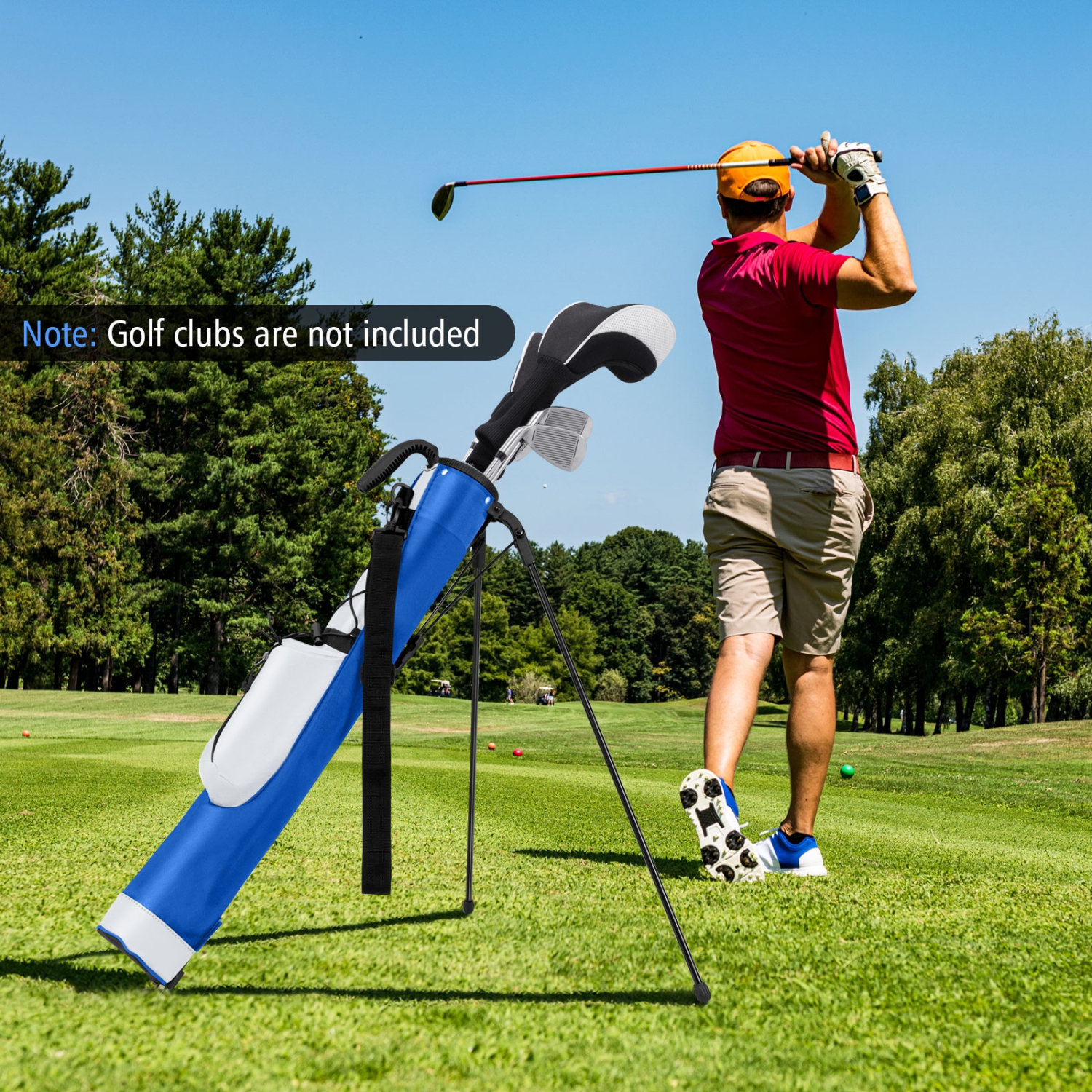 Gymax Lightweight Golf Stand Bag Par 3 & Executive Courses Carry Bag Shoulder Strap