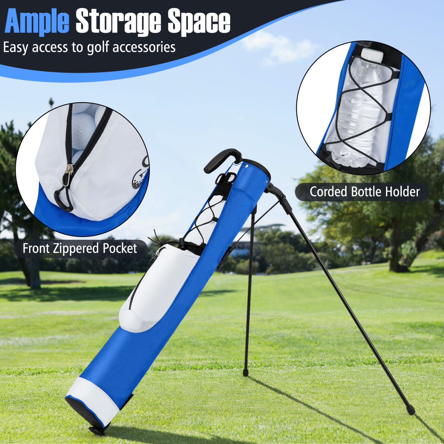 Gymax Lightweight Golf Stand Bag Par 3 & Executive Courses Carry Bag Shoulder Strap