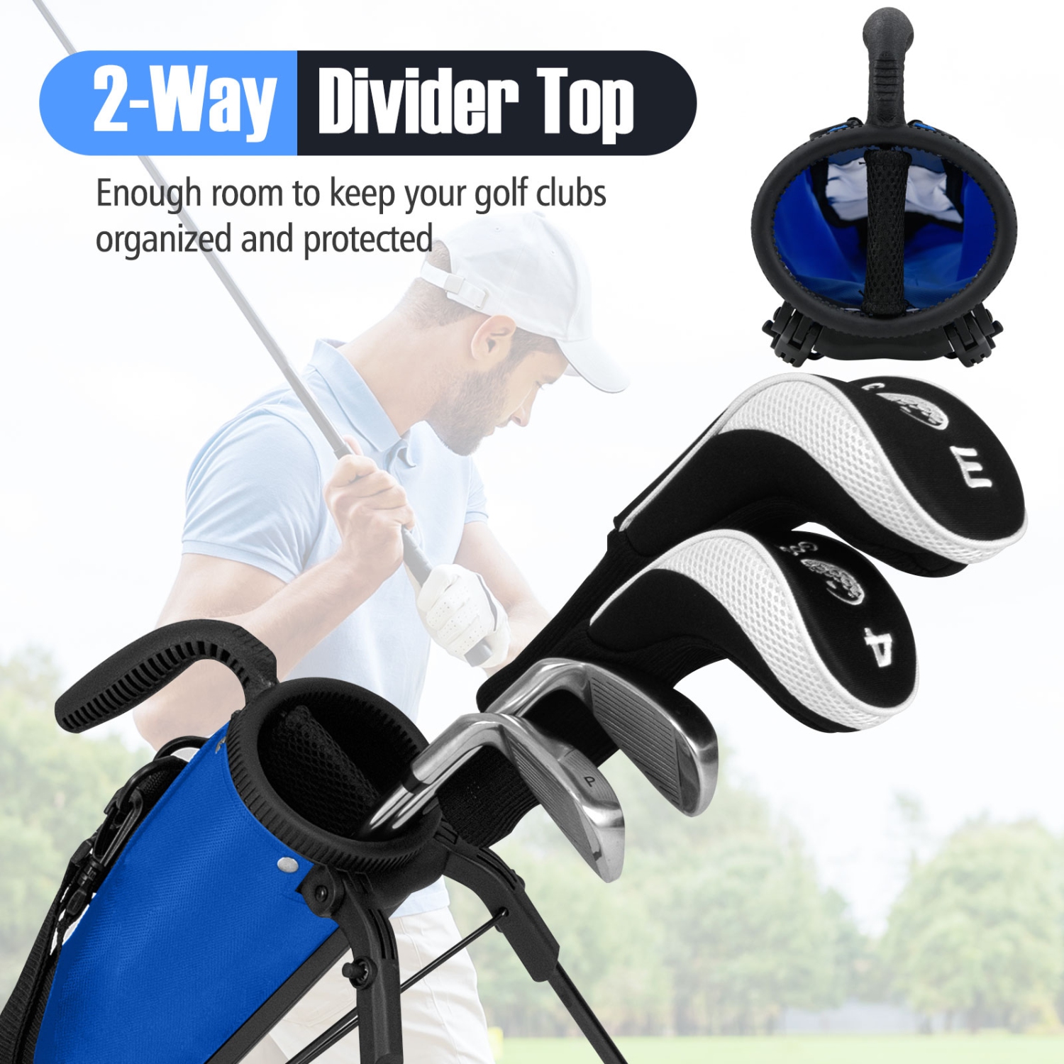 Gymax Lightweight Golf Stand Bag Par 3 & Executive Courses Carry Bag Shoulder Strap