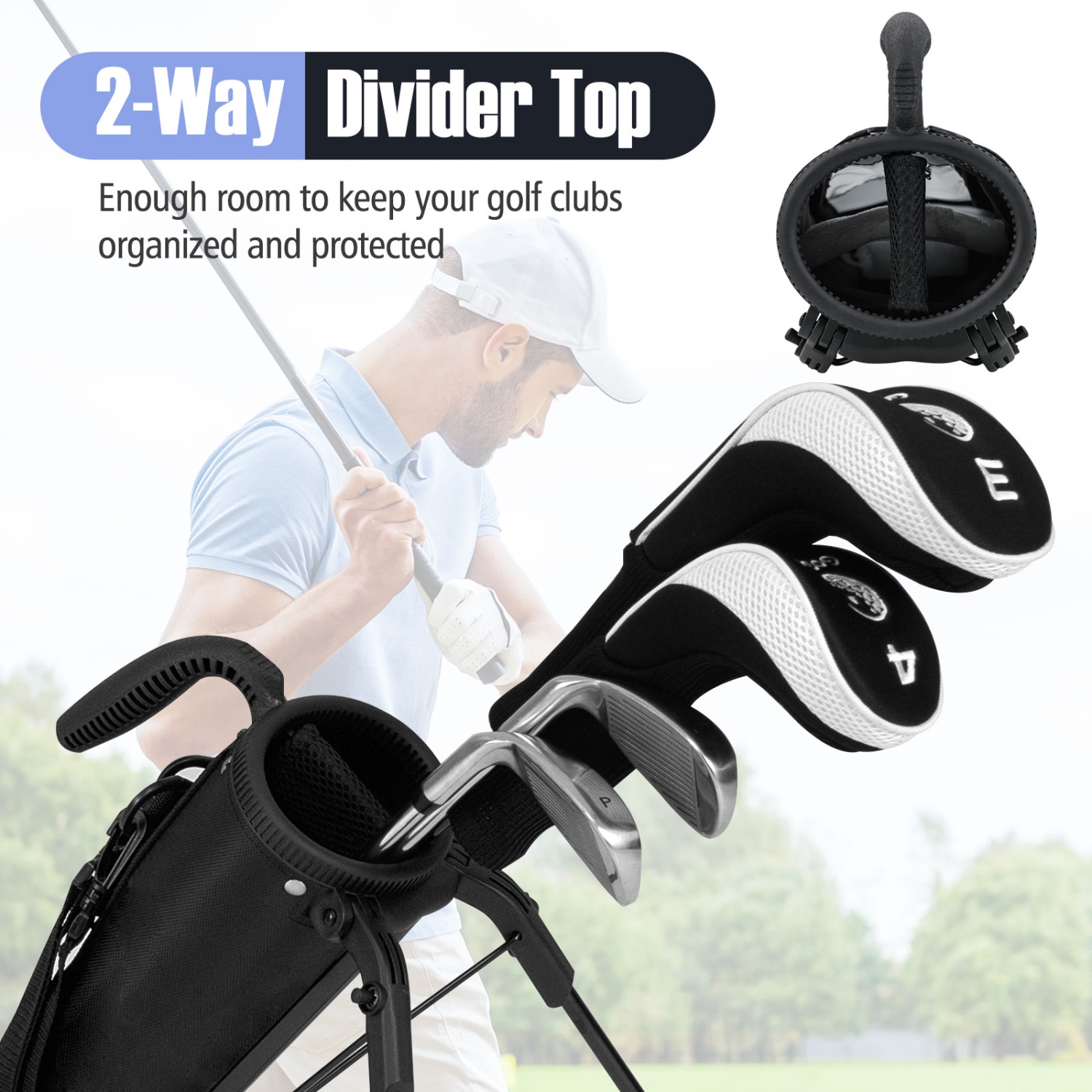 Gymax Lightweight Golf Stand Bag Par 3 & Executive Courses Carry Bag Shoulder Strap