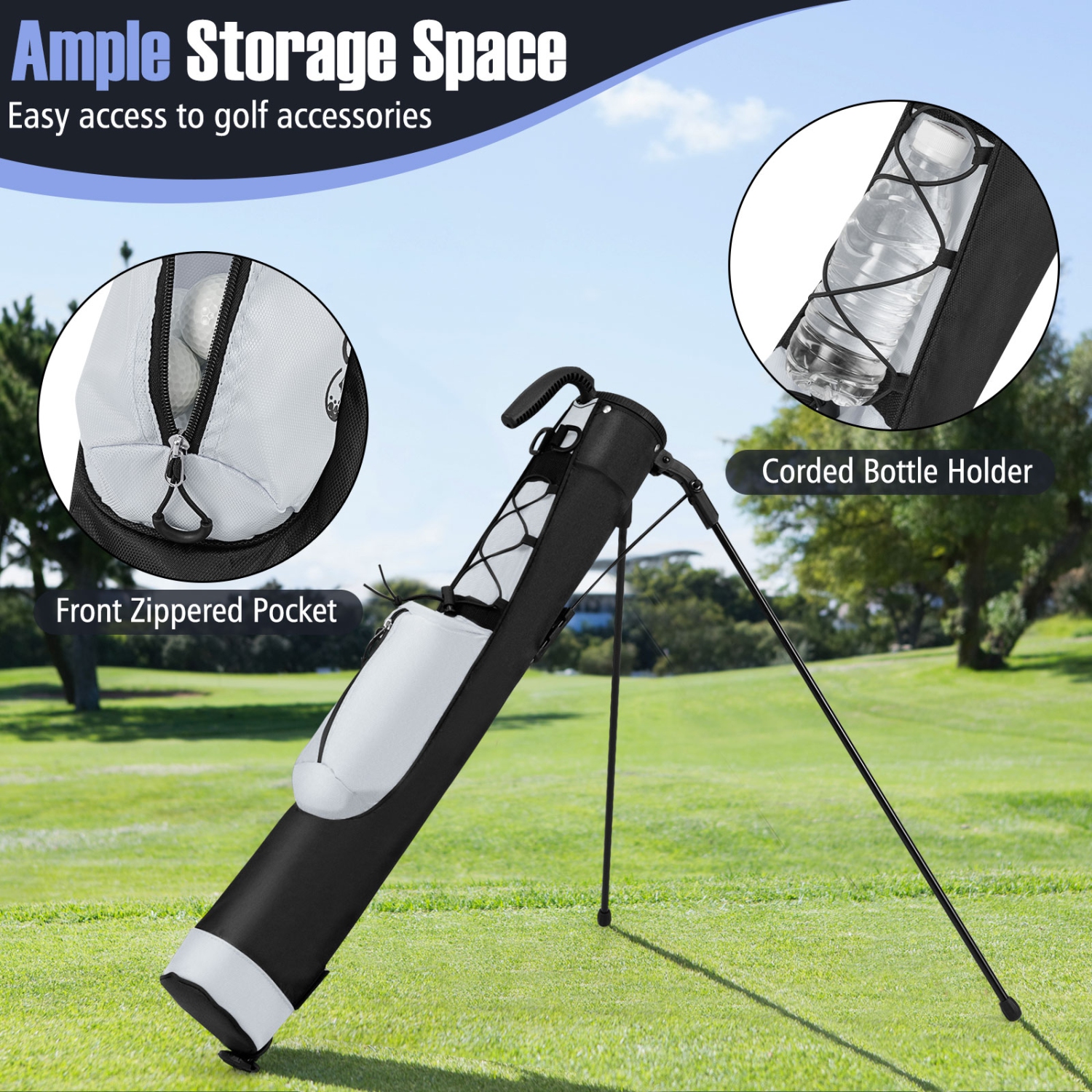 Gymax Lightweight Golf Stand Bag Par 3 & Executive Courses Carry Bag Shoulder Strap