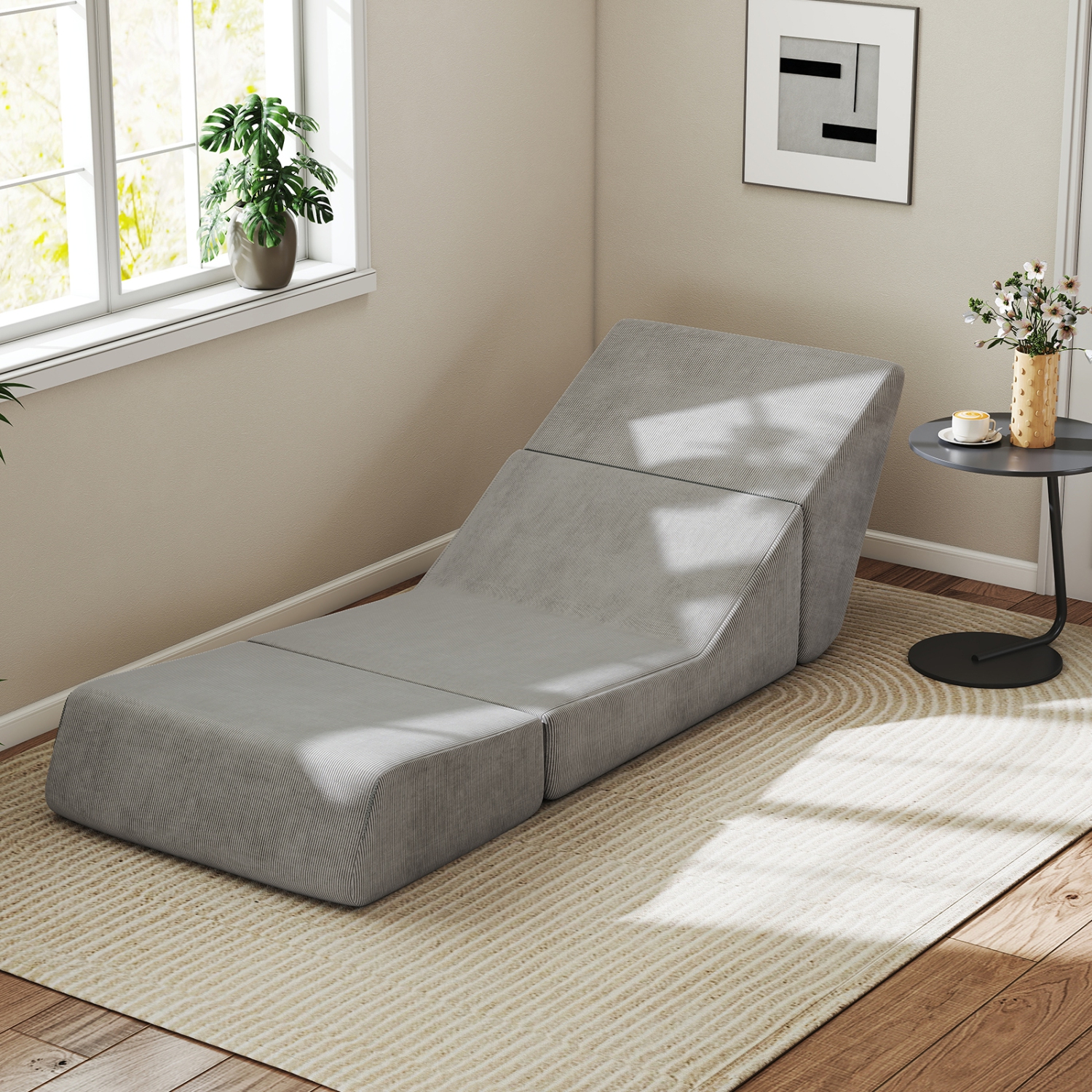 Gymax 3-in-1 Folding Sofa Bed Convertible Sleeper Chair w/ Washable Zippered Cover