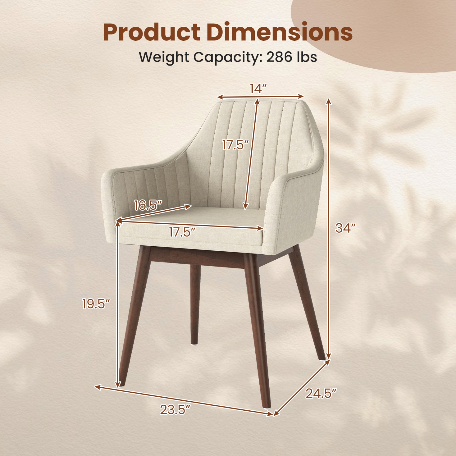 Gymax Set of 4 Dining Chairs Upholstered Kitchen Table Chairs w/ Solid Wood Legs