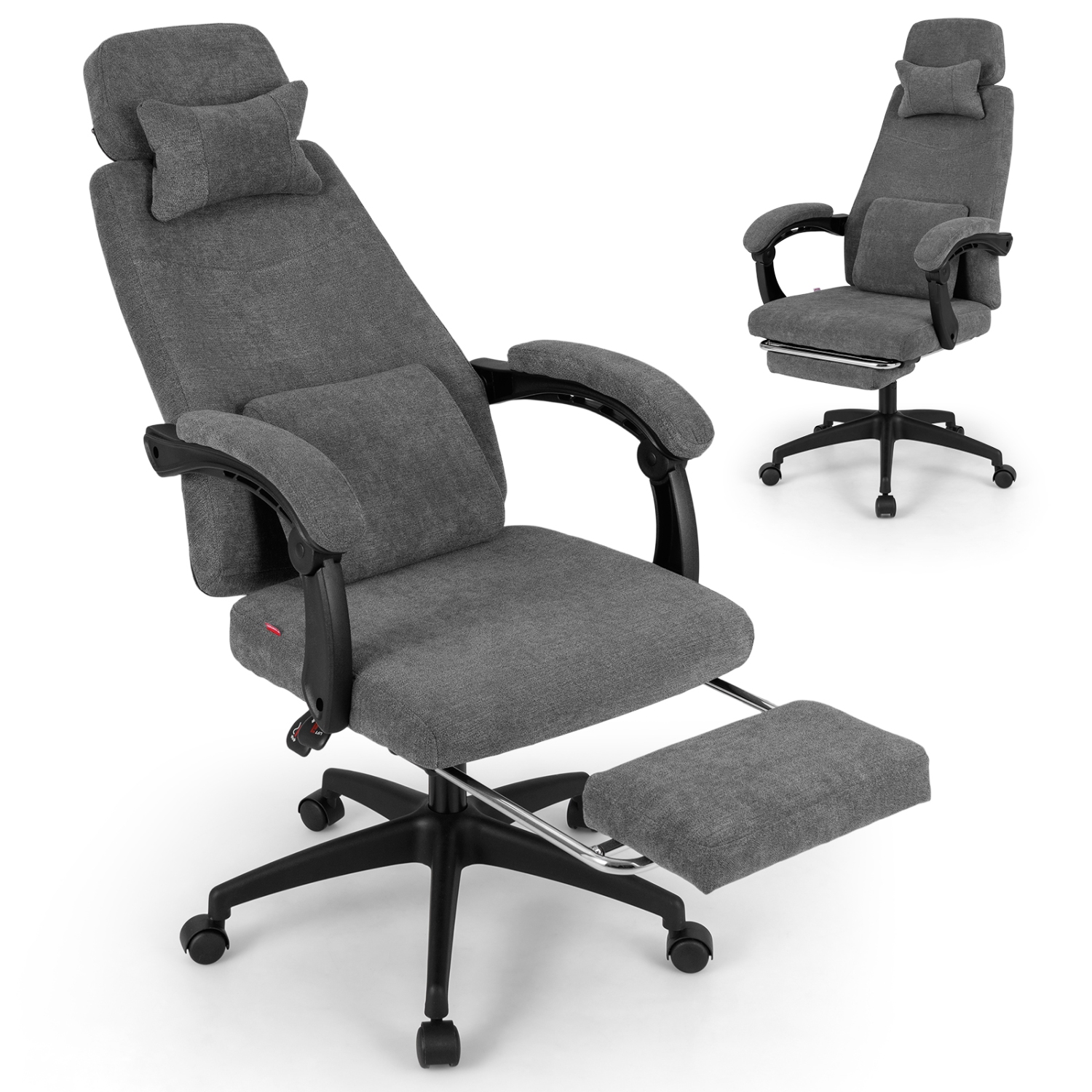 Gymax Reclining Home Office Chair Retractable Footrest High-Back Ergonomic Executive