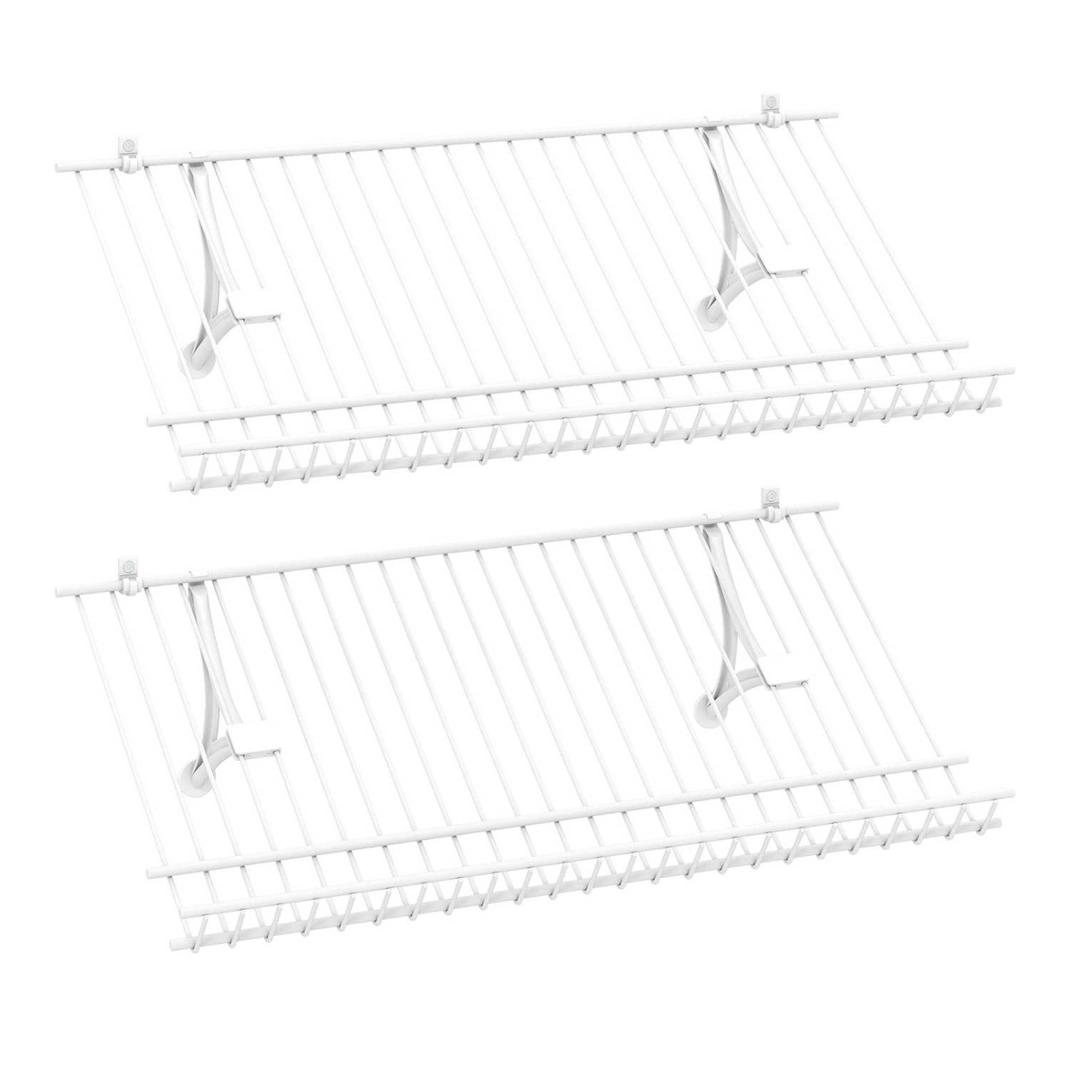 Gymax Set of 2 Metal Wire Shelving Unit Sloping Shoe Racks w/ Heightened Edge