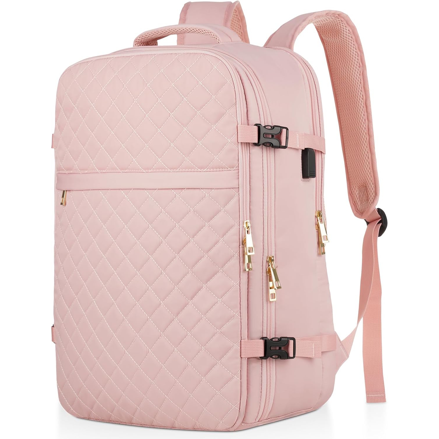 M Large Travel Backpack Women, Flight Approved Carry On Backpack, Water Resistant Anti-Theft Casual Daypack School Bag,17.3 inch,Pink