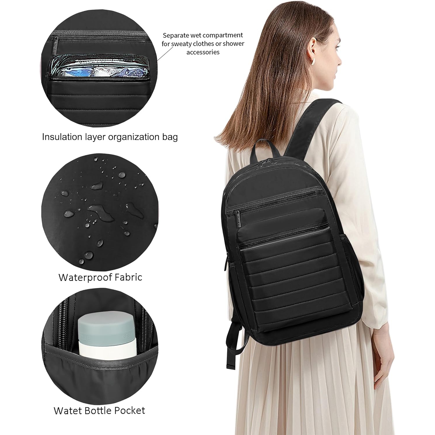 K Anti-Thief Travel Backpack for Men and Women, Backpack Purse for Women, Fashion Backpack, Casual Backpack for College(Carbon Black)