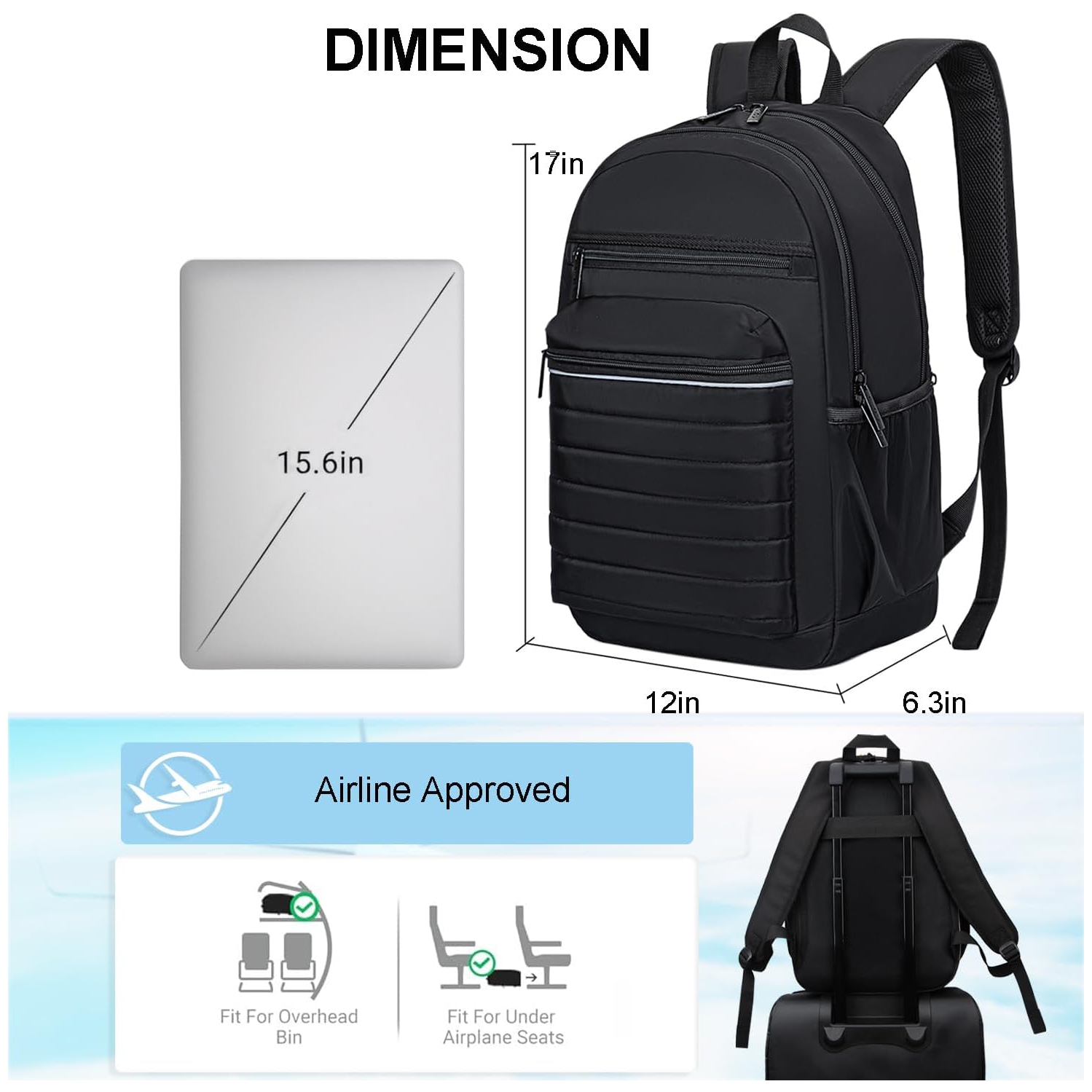 K Anti-Thief Travel Backpack for Men and Women, Backpack Purse for Women, Fashion Backpack, Casual Backpack for College(Carbon Black)