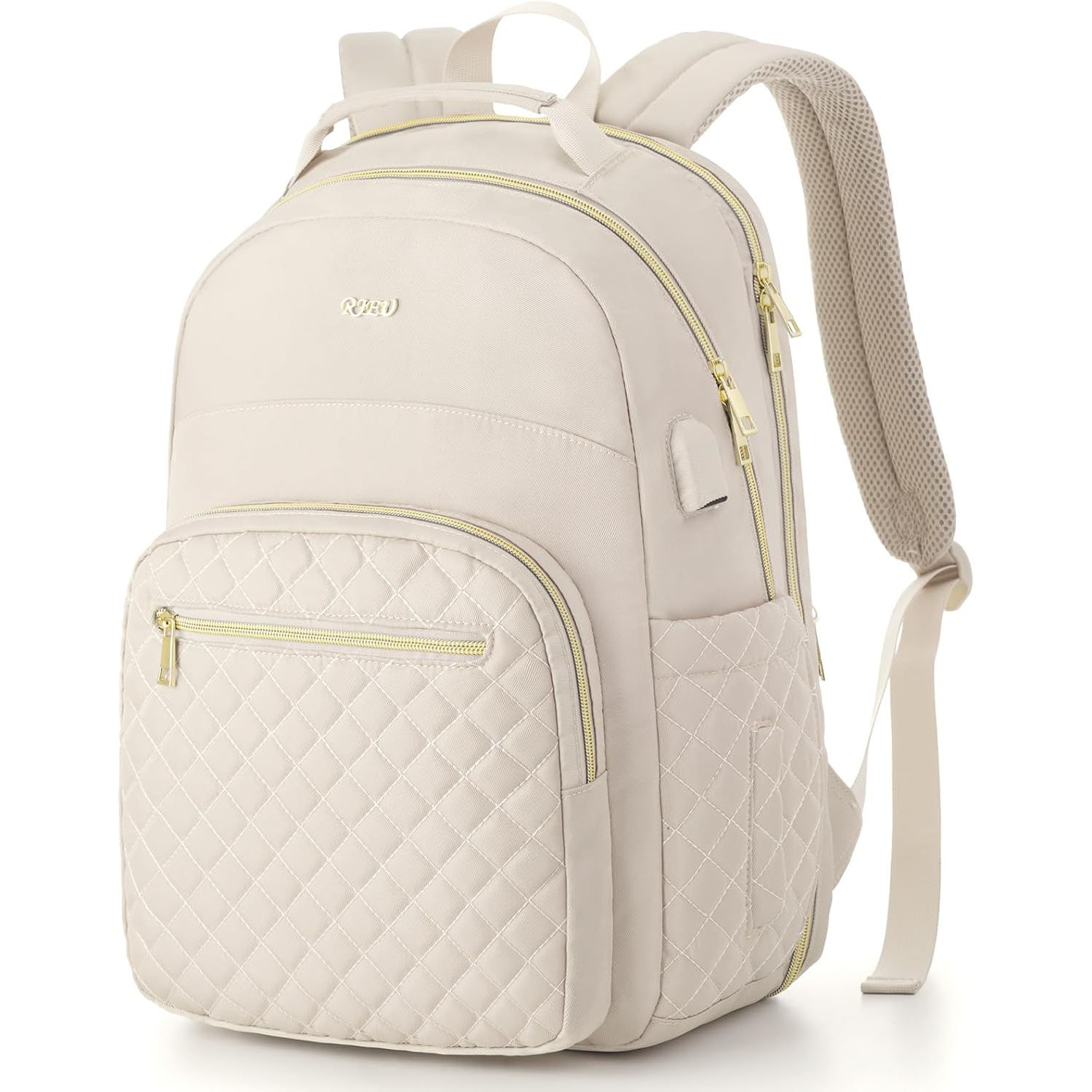 Girls School Backpack,Cute Backpack for Women with Laptop Compartment,Teen Bookbag for College Travel Work,Mochilas Escolares para Niñas,Beige