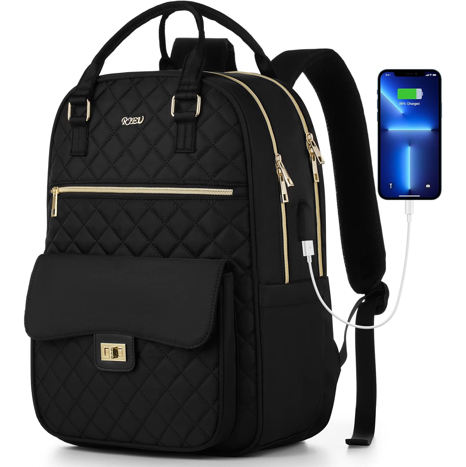 Backpack for Women,Laptop Bag for Travel Work College Teacher,School Backpack for Teen Girls Student,Sac a Dos Femme Voyage,Ladies Gifts,Black