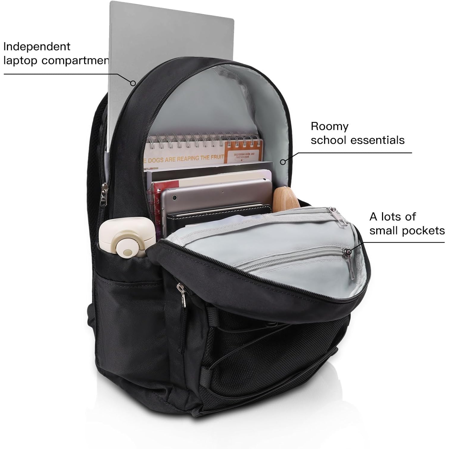 Laptop Backpacks 15.6 Inch,School Bags,College Backpack Aesthetic Cute Bookbag for Girl Boy Teens Student Travel(Black)