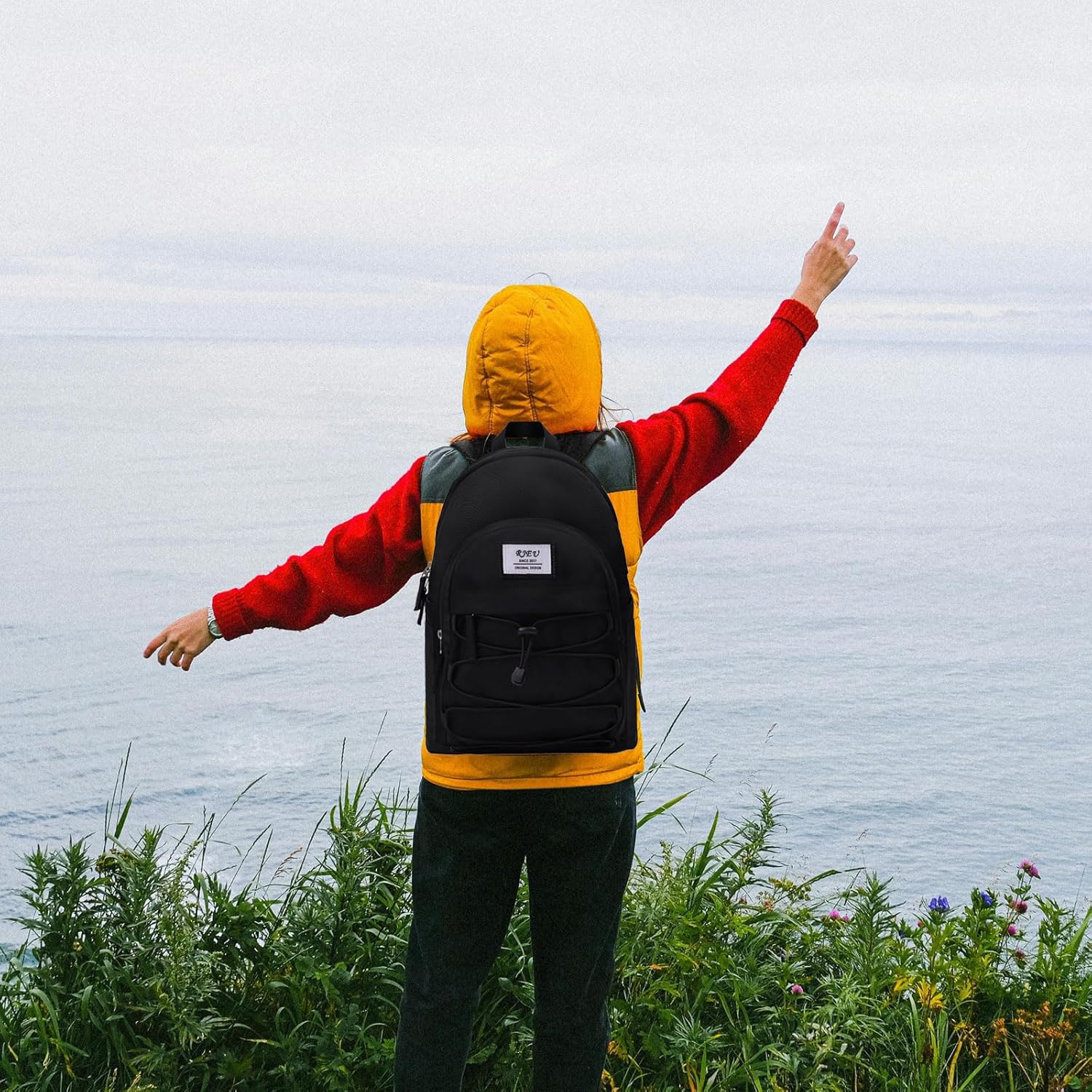 Laptop Backpacks 15.6 Inch,School Bags,College Backpack Aesthetic Cute Bookbag for Girl Boy Teens Student Travel(Black)