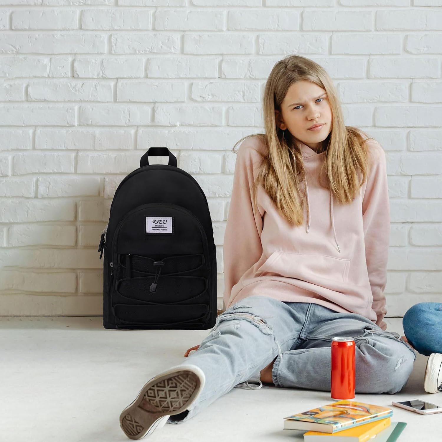 Laptop Backpacks 15.6 Inch,School Bags,College Backpack Aesthetic Cute Bookbag for Girl Boy Teens Student Travel(Black)