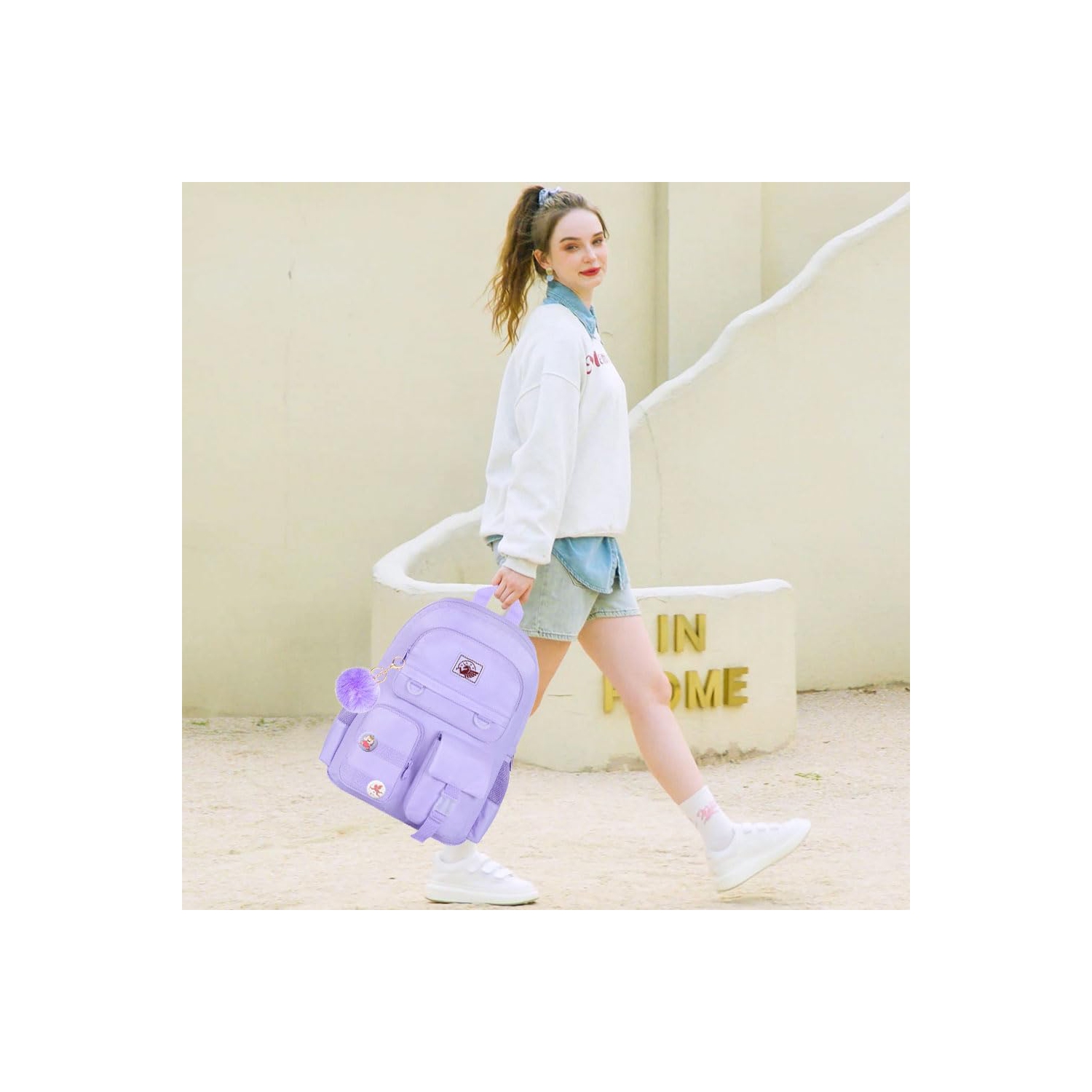 3PCS Laptop Backpack for Girls Women, 15.6 Cute Aesthetic Computer Water Resistant Anti Theft College School Bookbag with Lunch Box for Teens