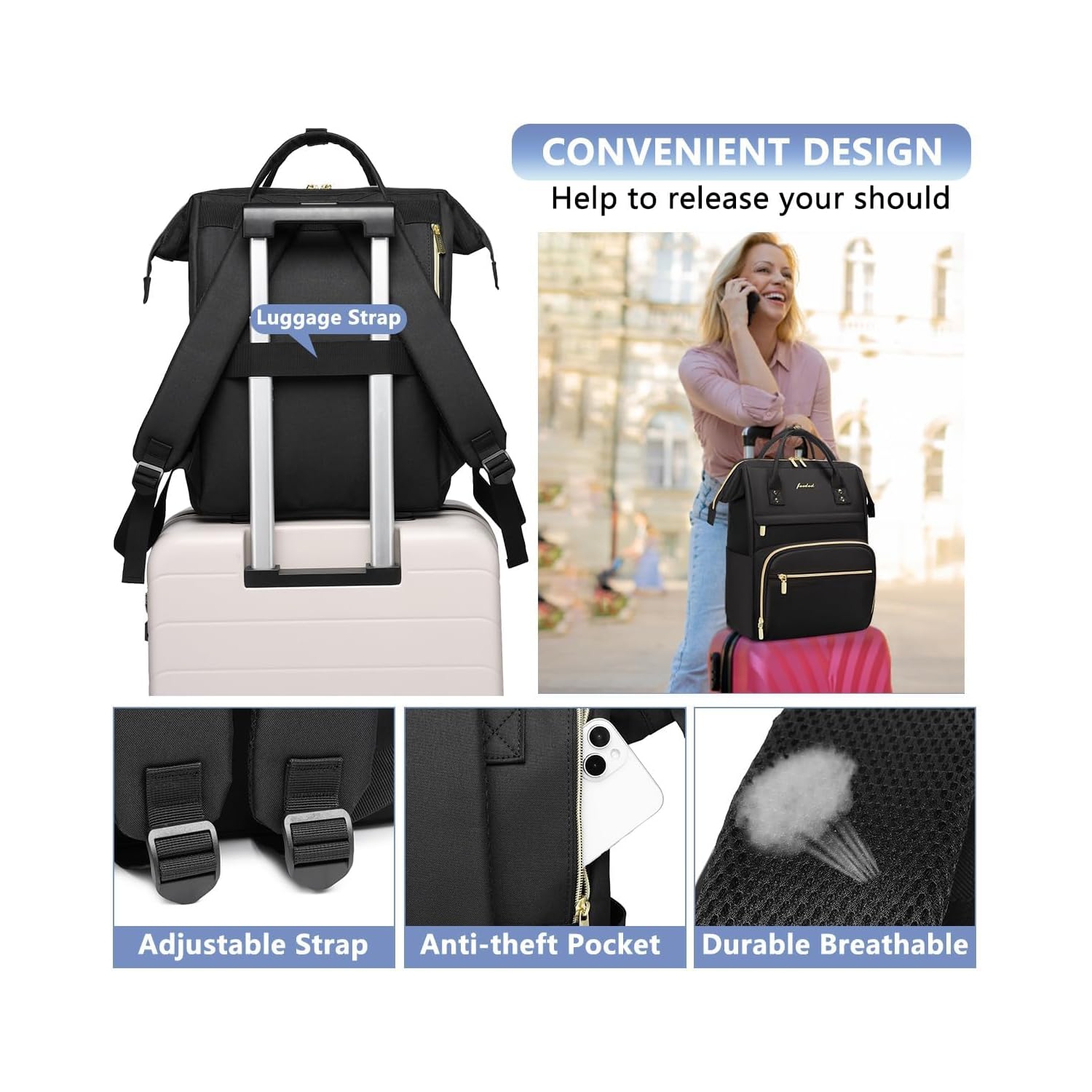 Women Laptop Backpack Teacher Bags: 17.3 Inch Nurse Computer Backpack with USB Port Work Bag Stylish Travel Daypack Bookbag Waterproof for Business