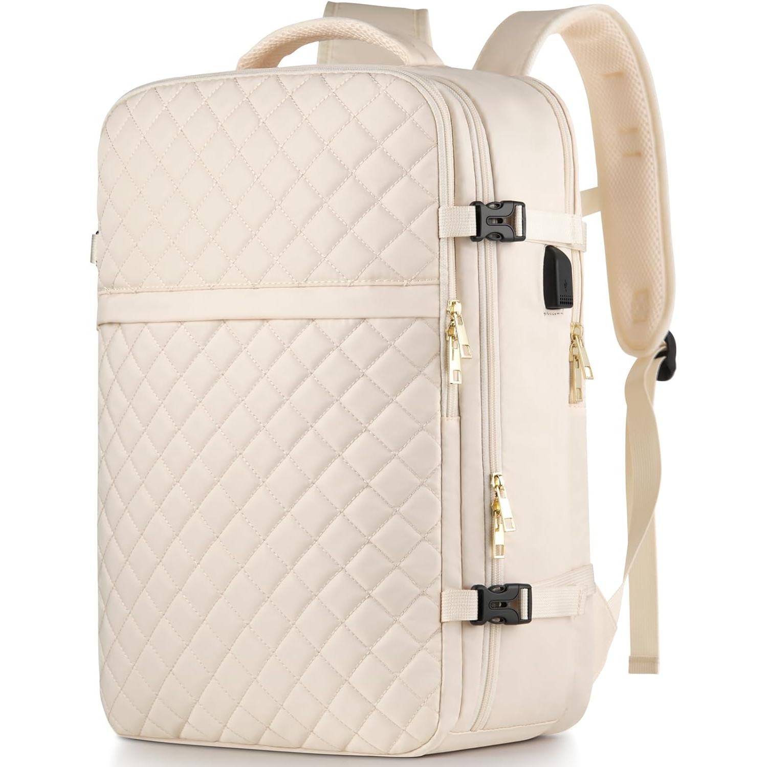 M Large Travel Backpack Women, Flight Approved Carry On Backpack, Water Resistant Anti-Theft Casual Daypack School Bag,17.3 inch,Beige