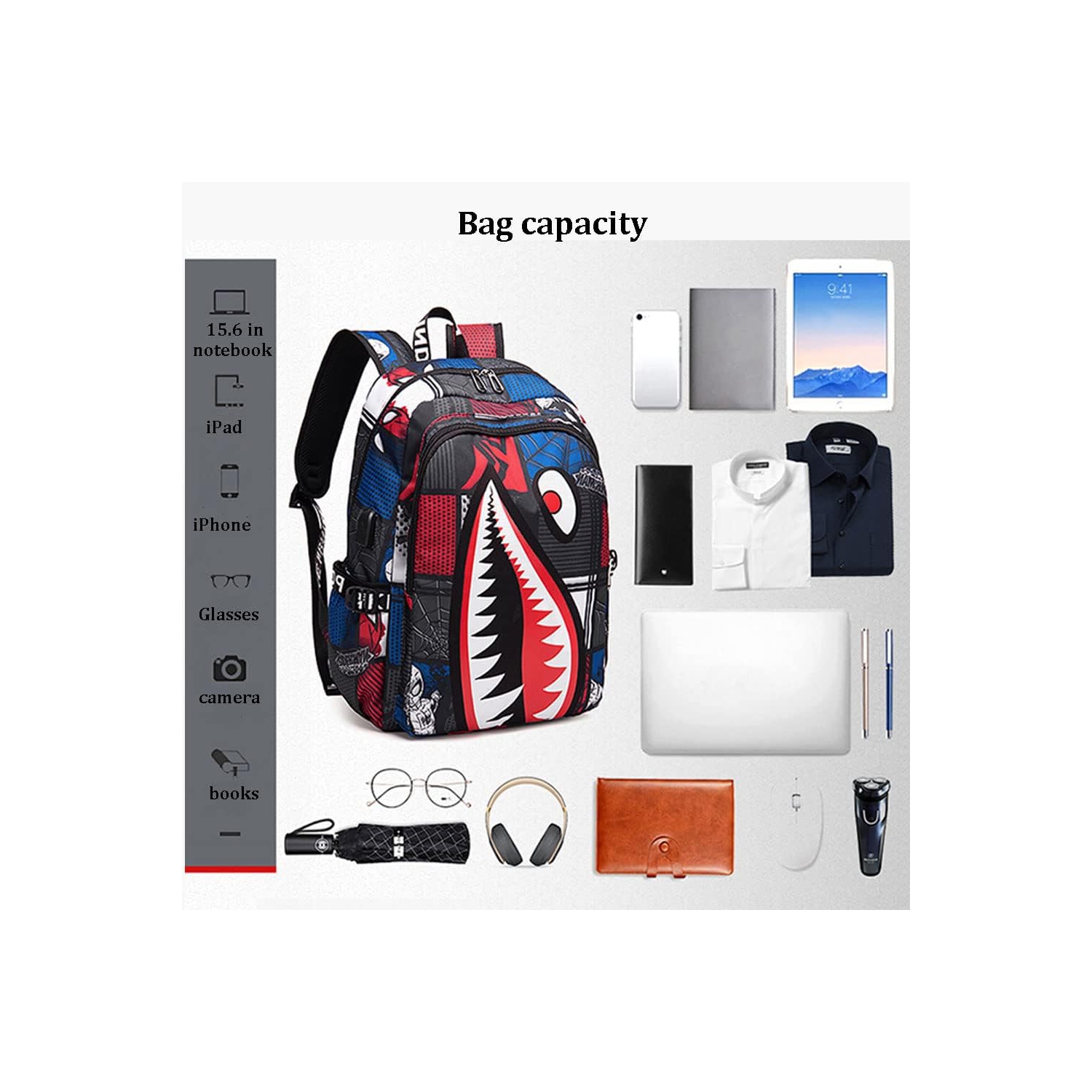 Boys' backpack School Backpack,Stylish backpack with USB port.Laptop Backpack can hold 15.6in Notebook