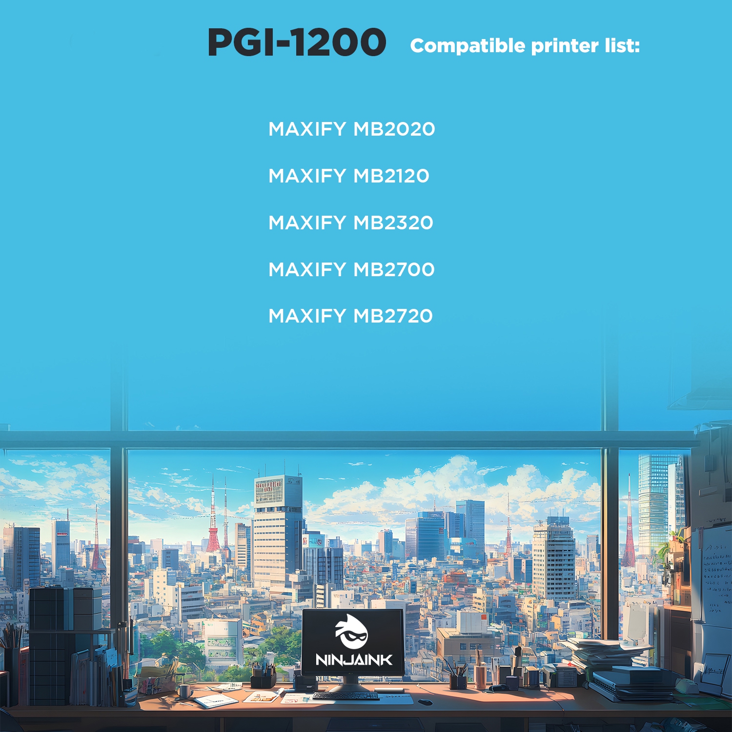 NINJA INK® Compatible with Canon 1200XL PGI-1200 PGI1200XL - Canon MAXIFY MB2020 MB2120 MB2320 MB2700 MB2720