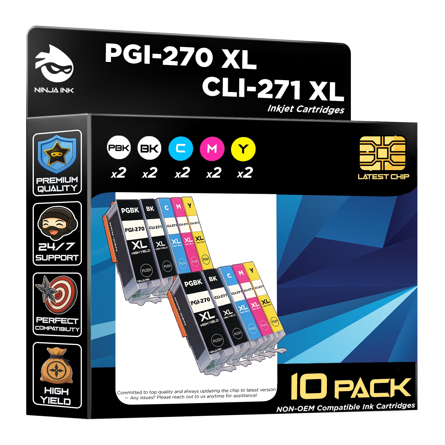 NINJA INK® Compatible with Canon PGI-270 CLI-271 PGI270 CLI271 PIXMA MG5700 MG5720 MG5721 MG5722 MG6820 MG6821PIXMA MG6822 MG7720 TS5000 PIXMA TS5020