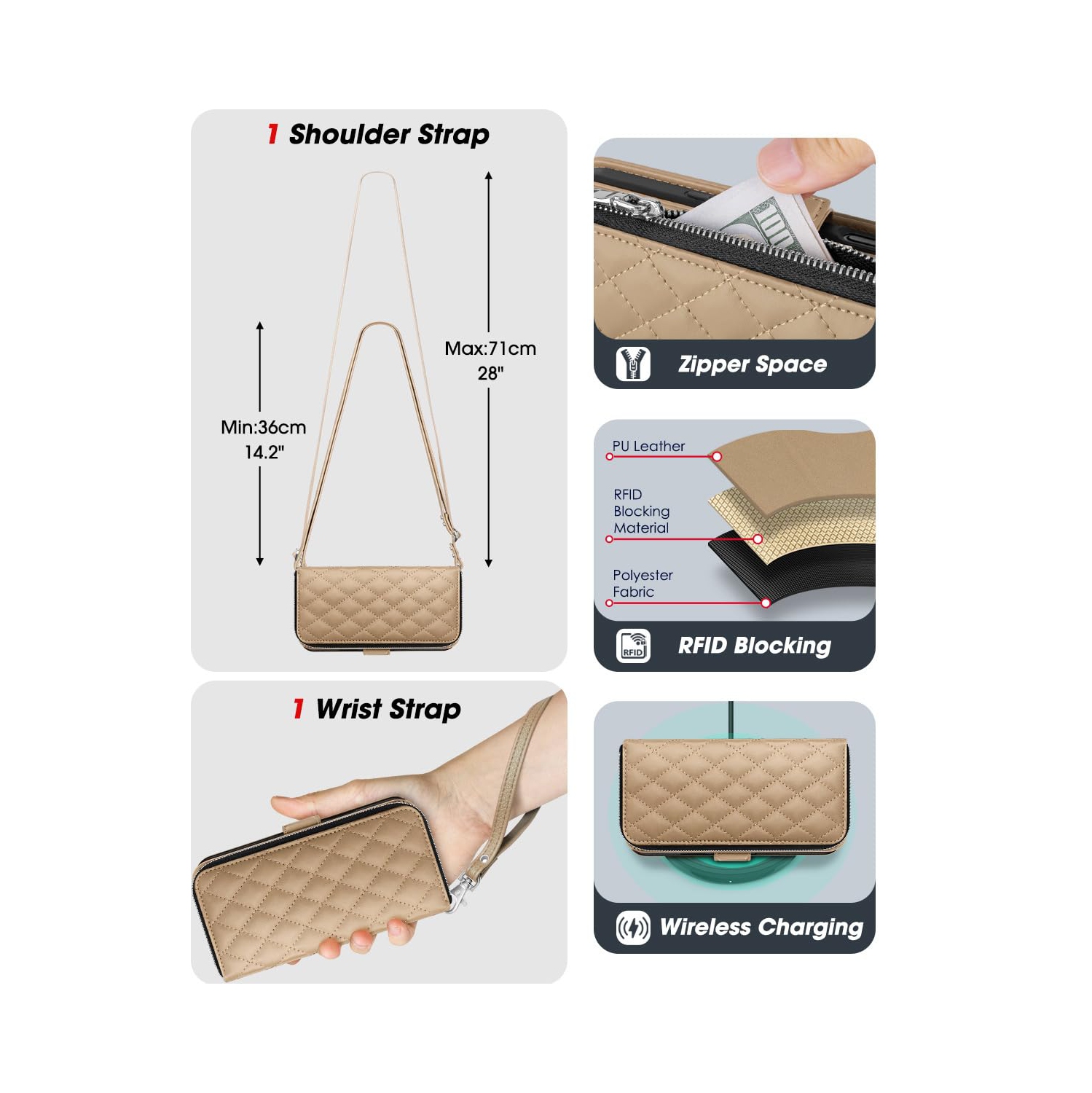 Étui portefeuille pour iPhone 17 Pro, porte-carte anti-RFID pour femmes et hommes mode cuir PU, fermeture magnétique, fermeture à glissière, étui