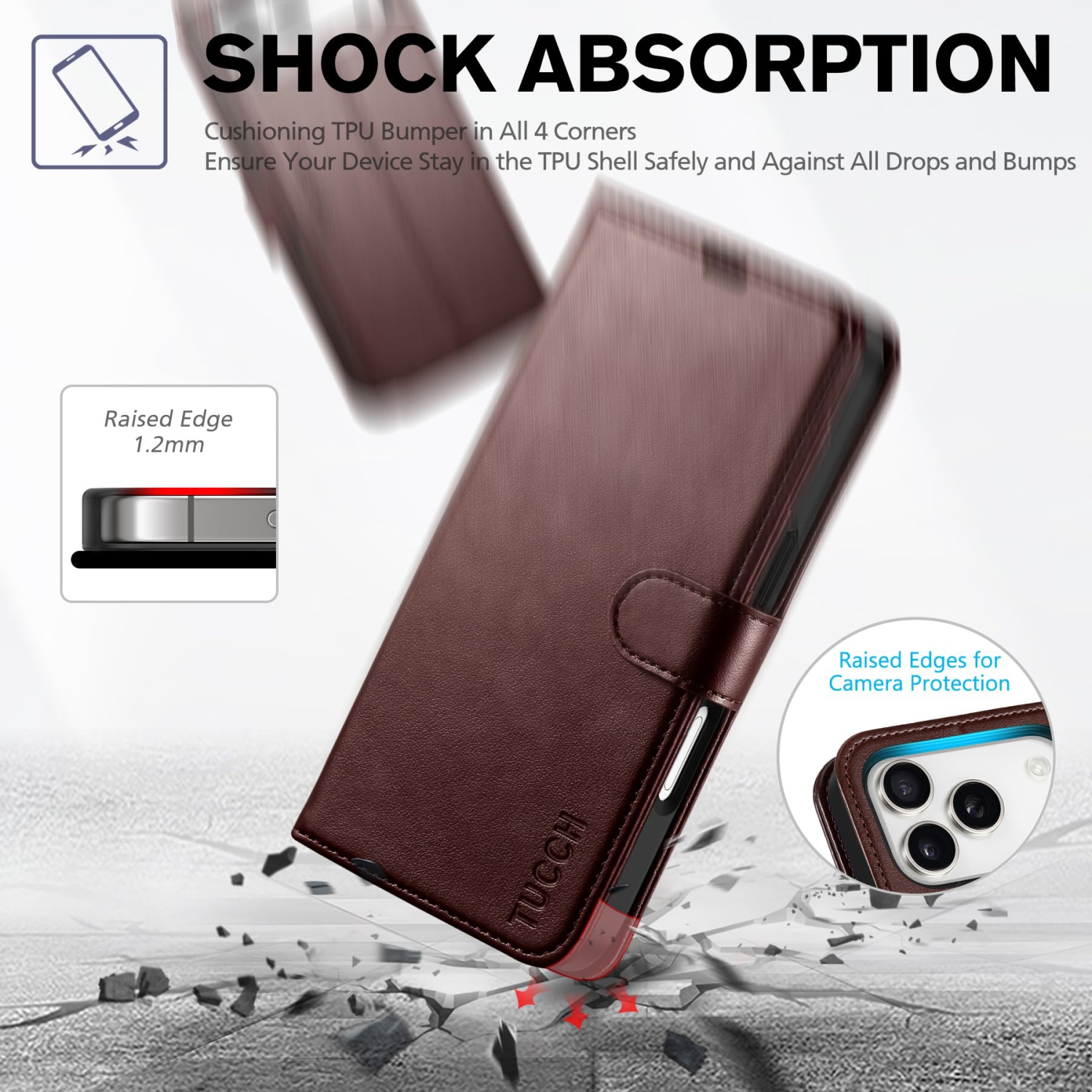 Wallet Case Compatible with iPhone 17 Pro 2025, 4 Card Holders, RFID Blocking, Stand, Shockproof TPU Shell, PU Leather, Magnetic Closure, Protective