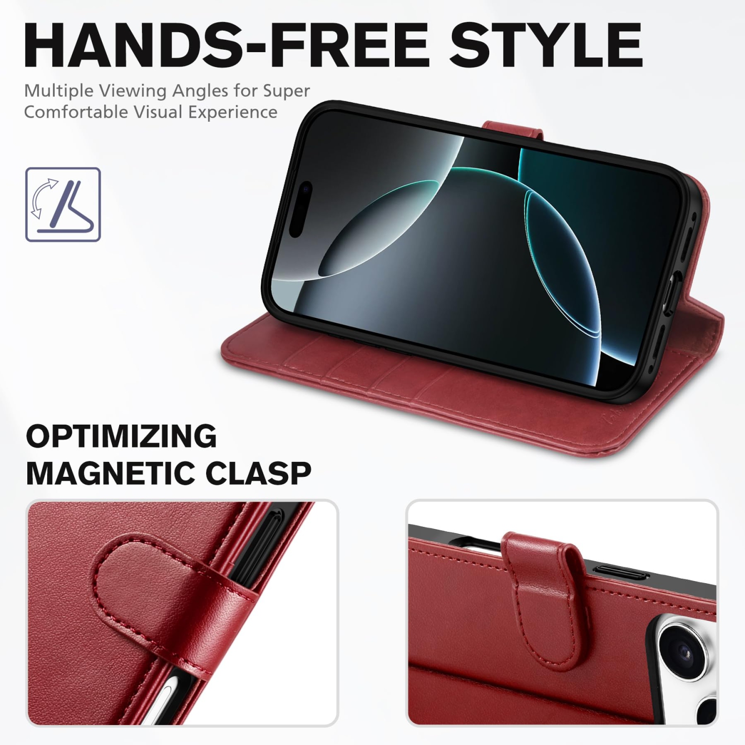 Wallet Case Compatible with iPhone 17 Pro 2025, Stand | RFID Blocking | 4 Card Holders | TPU Shockproof Inner Shell | PU Leather | Magnetic Closure