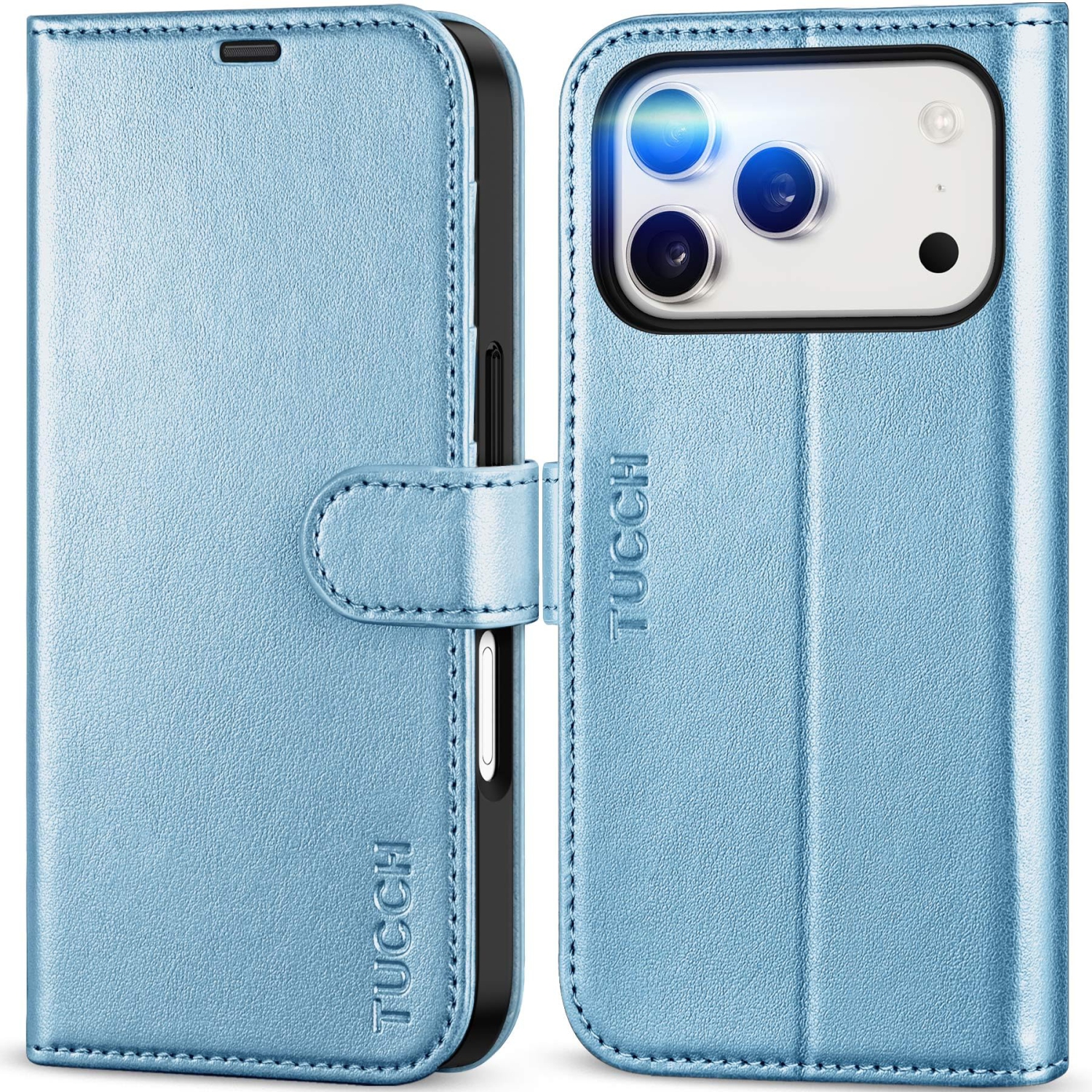Wallet Case Compatible with iPhone 17 Pro, RFID Blocking 4 Card Slots, Kickstand, Magnetic Closure, PU Leather, Shockproof TPU Shell, Protective Flip